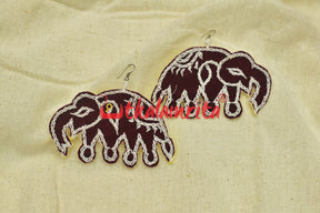 Maroon Elephants  (Pipli applique danglers)