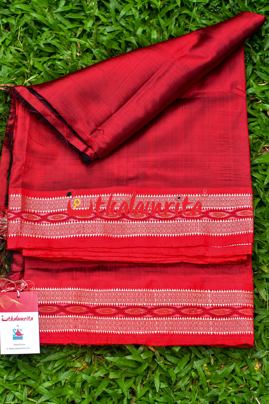 Red Bandha Silk Fabric