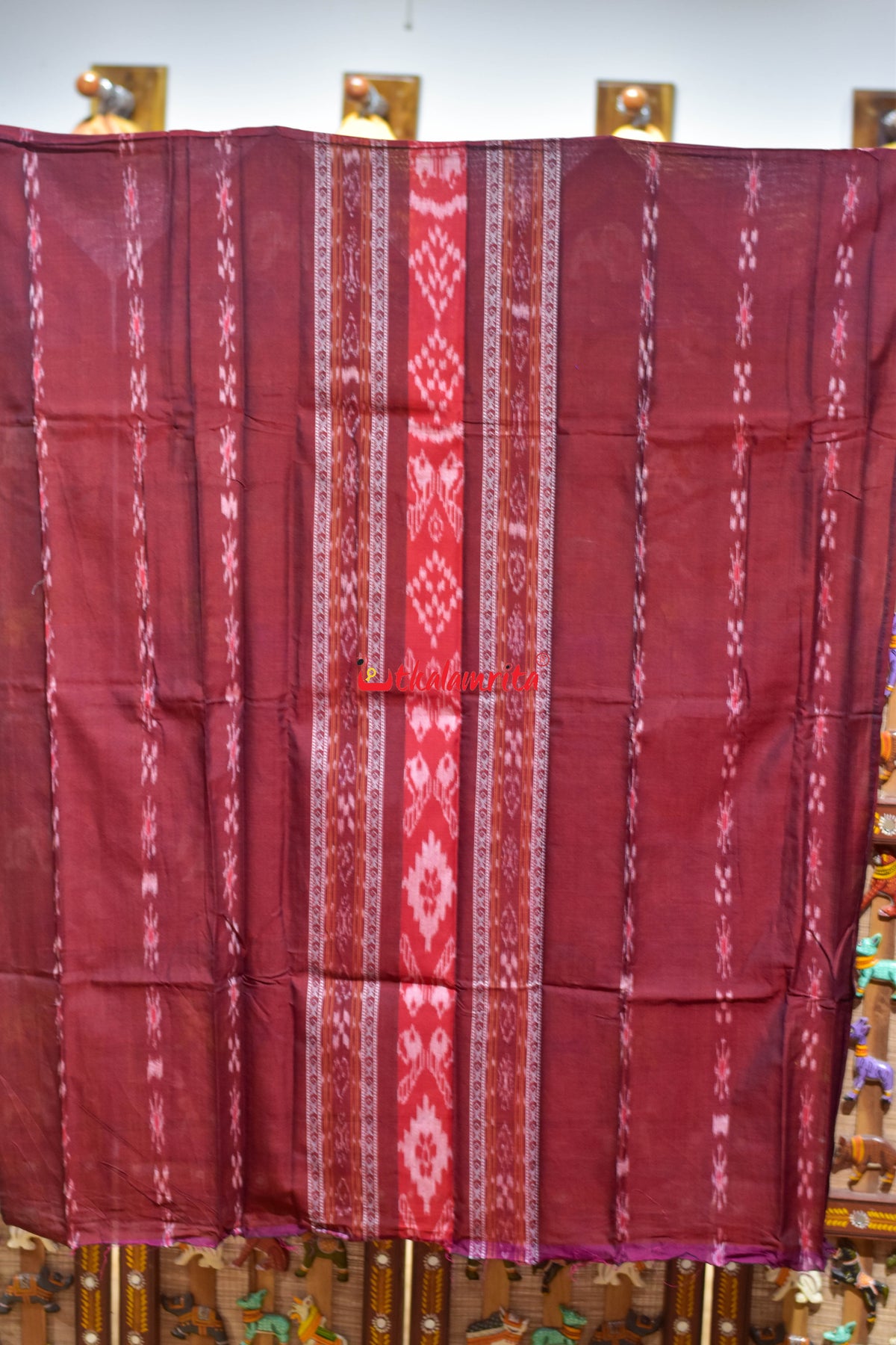Maroon Grey Middle Sankha Chakra Design Dress Set