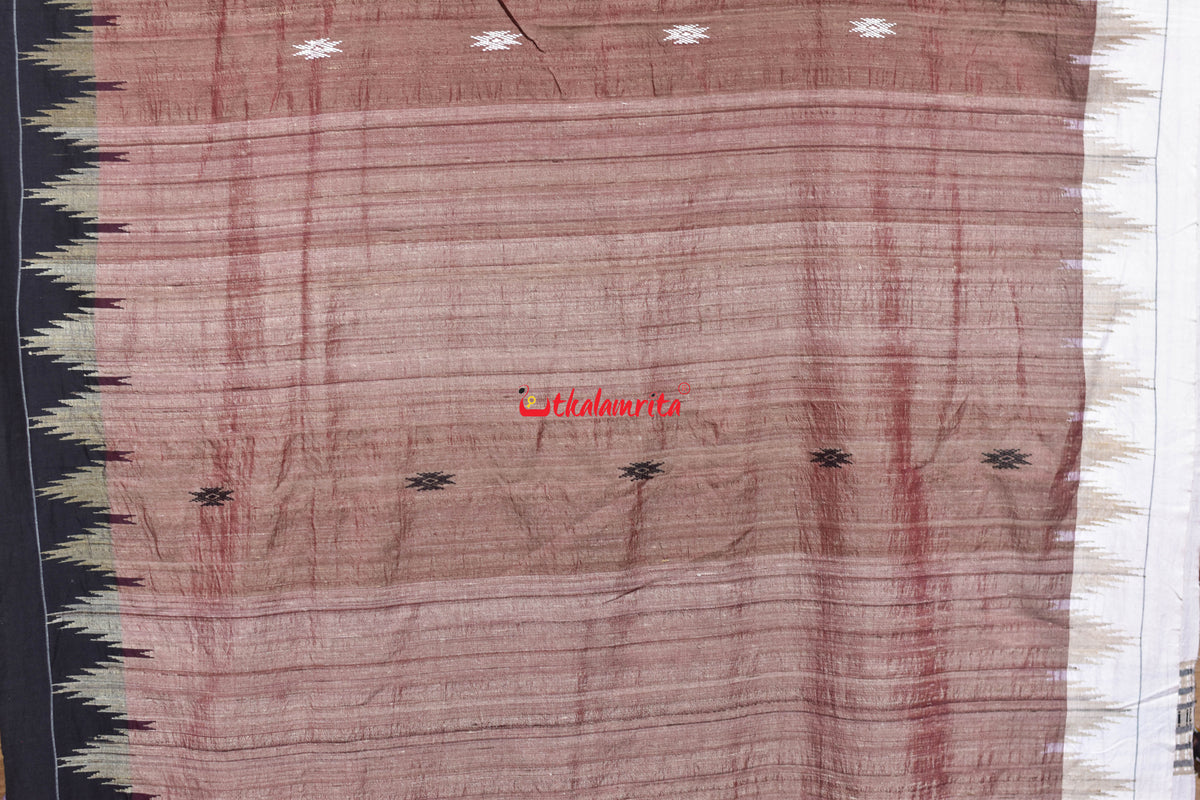 Old Rose Black White Border Tussar Kotpad Saree