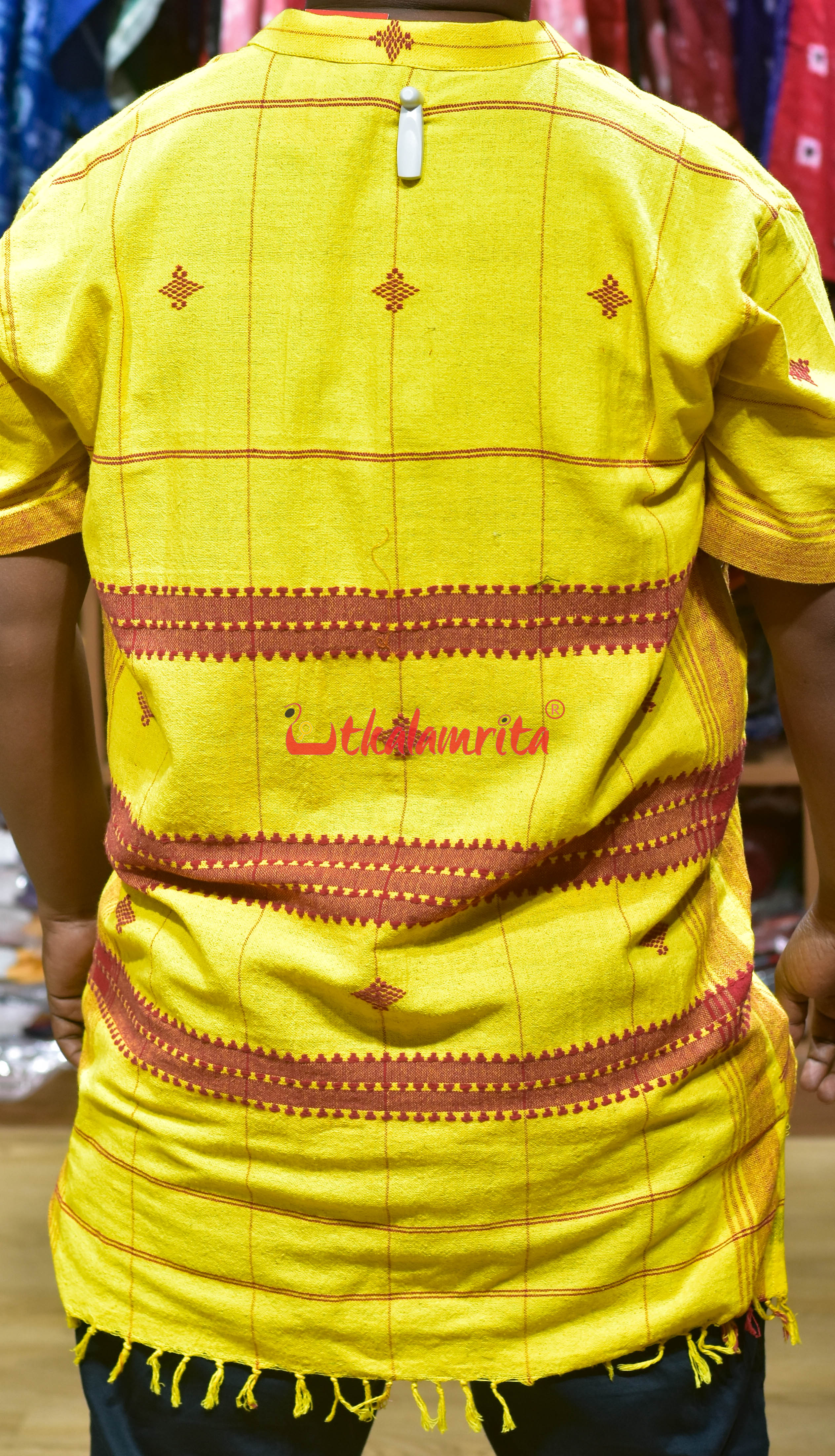 Yellow Red Kotpad (Men's Short Kurta)