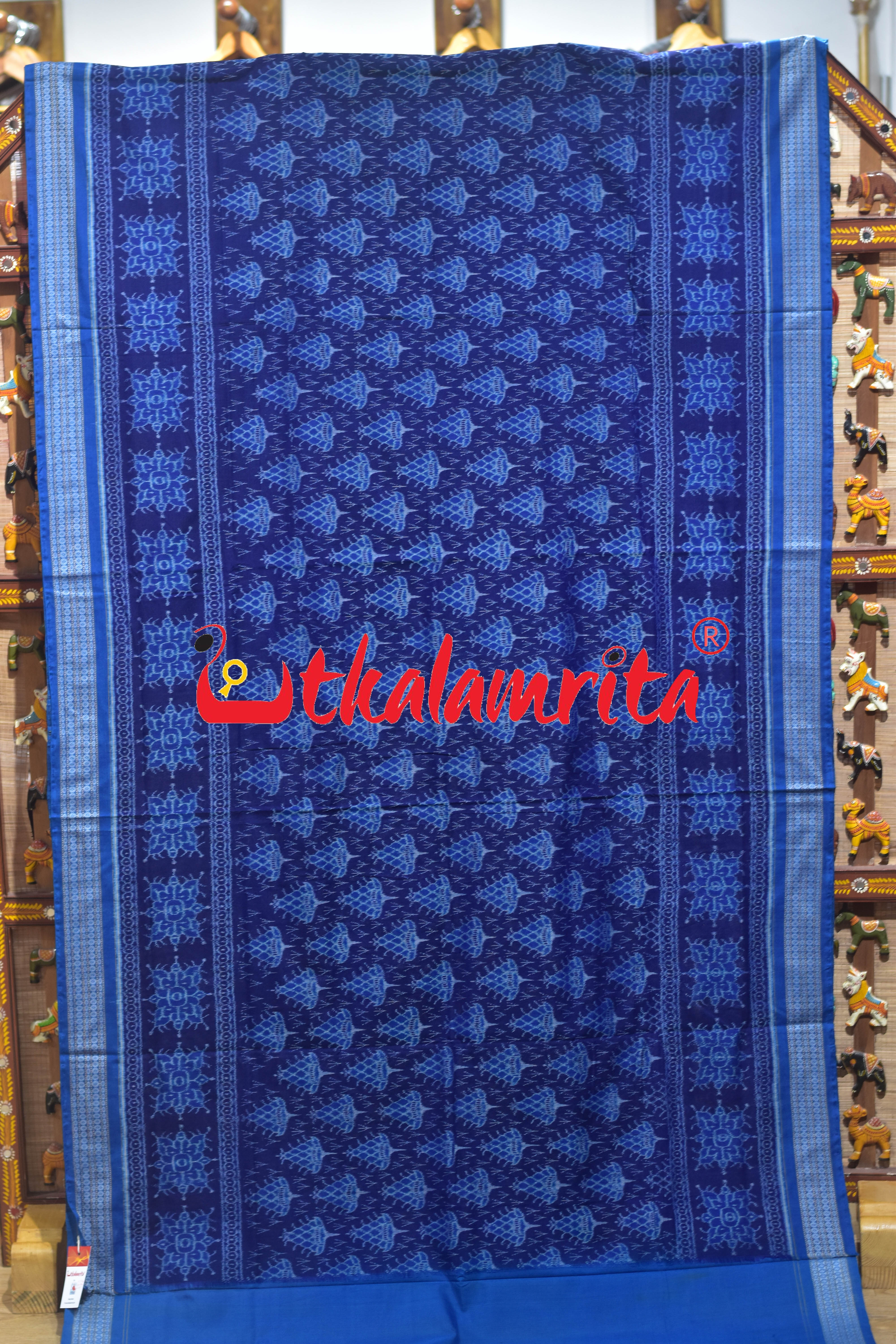 Blue Purple Double Mayura Sambalpuri Cotton Saree