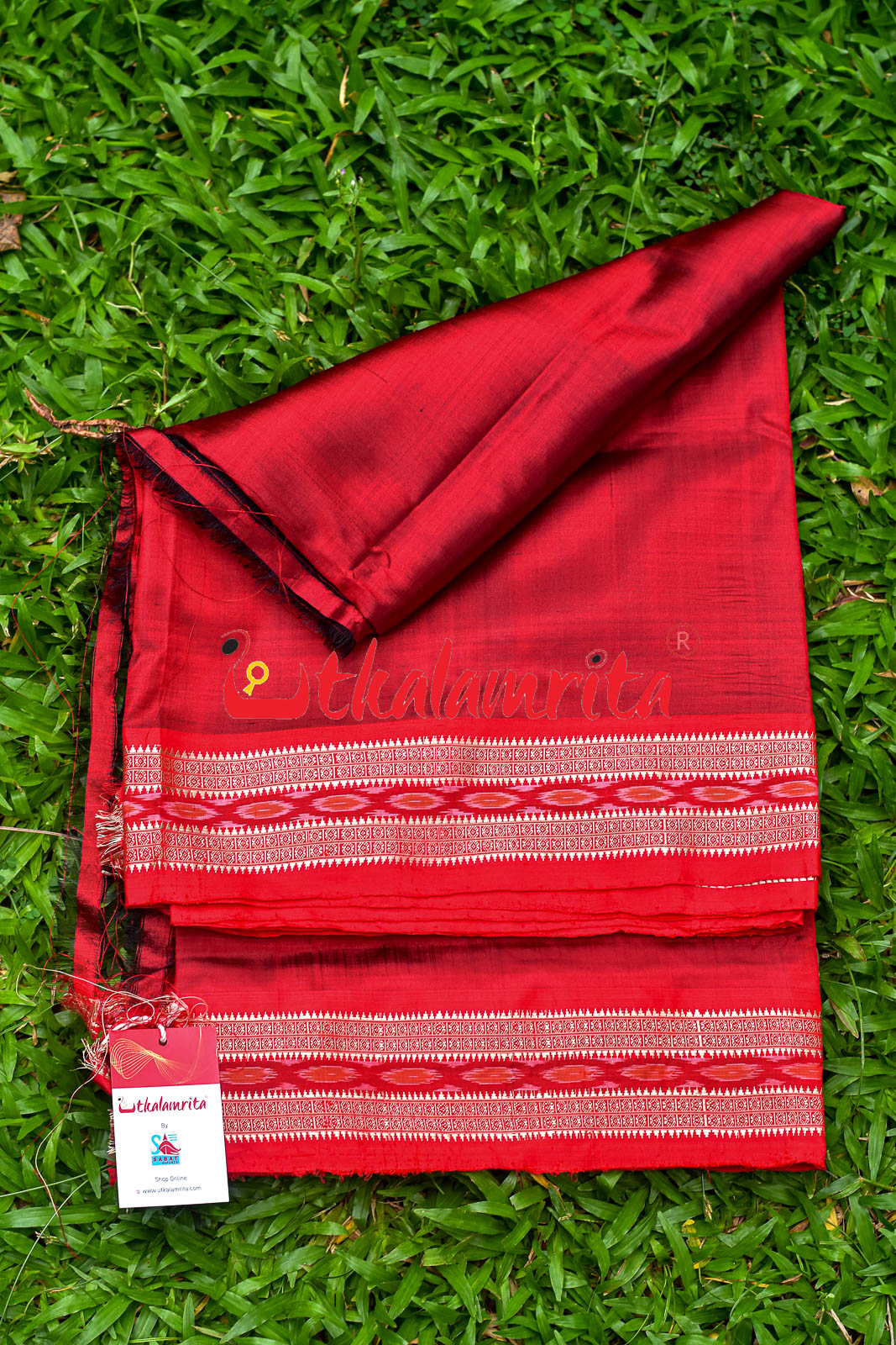 Red Bandha Silk Fabric