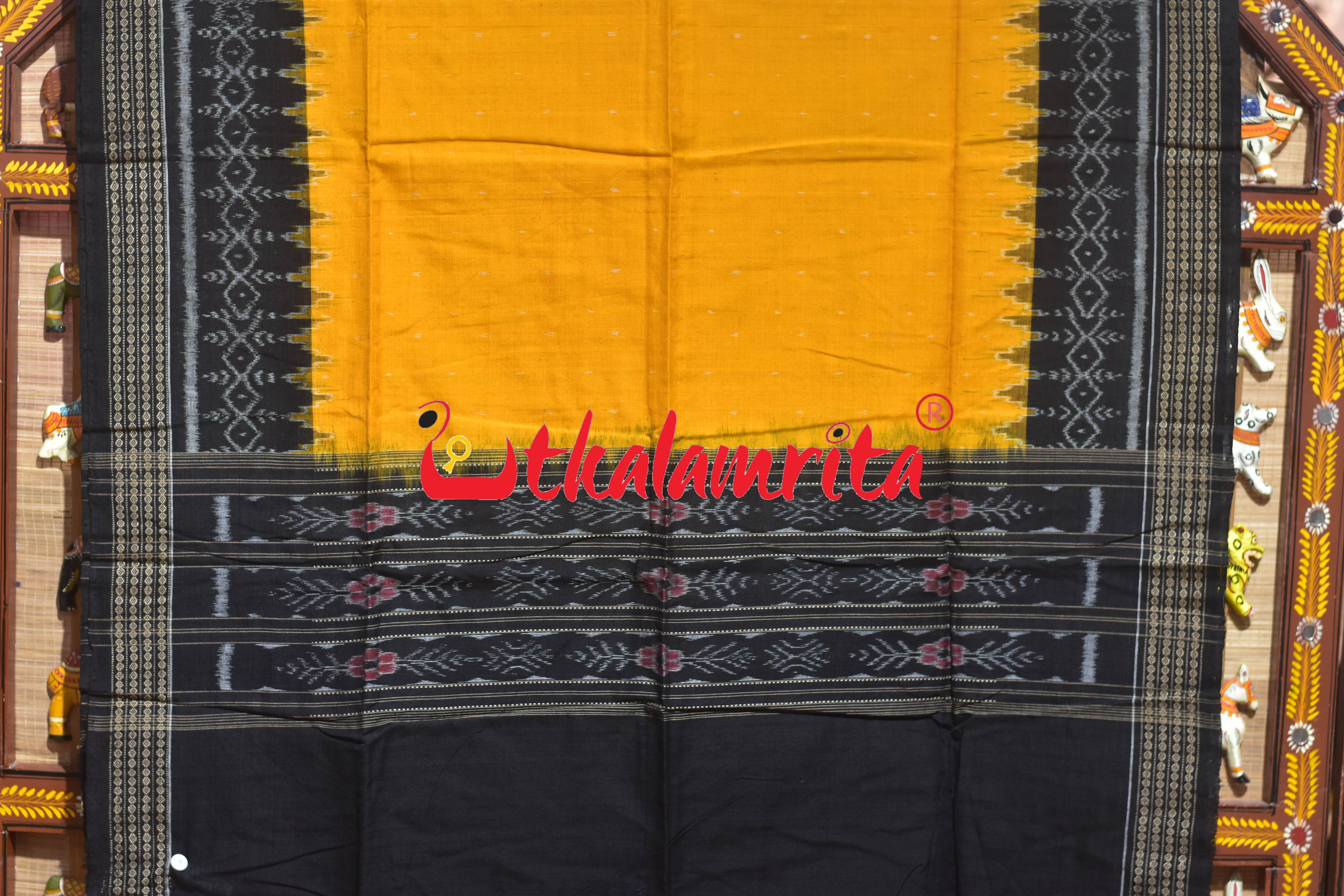 Black Yellow Thikiri Sambalpuri Cotton Dress Set