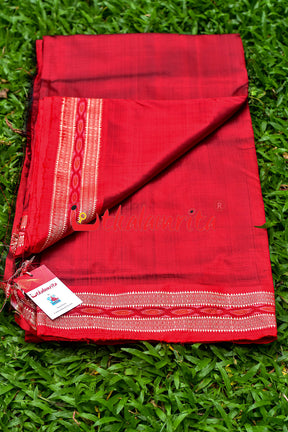 Red Bandha Silk Fabric