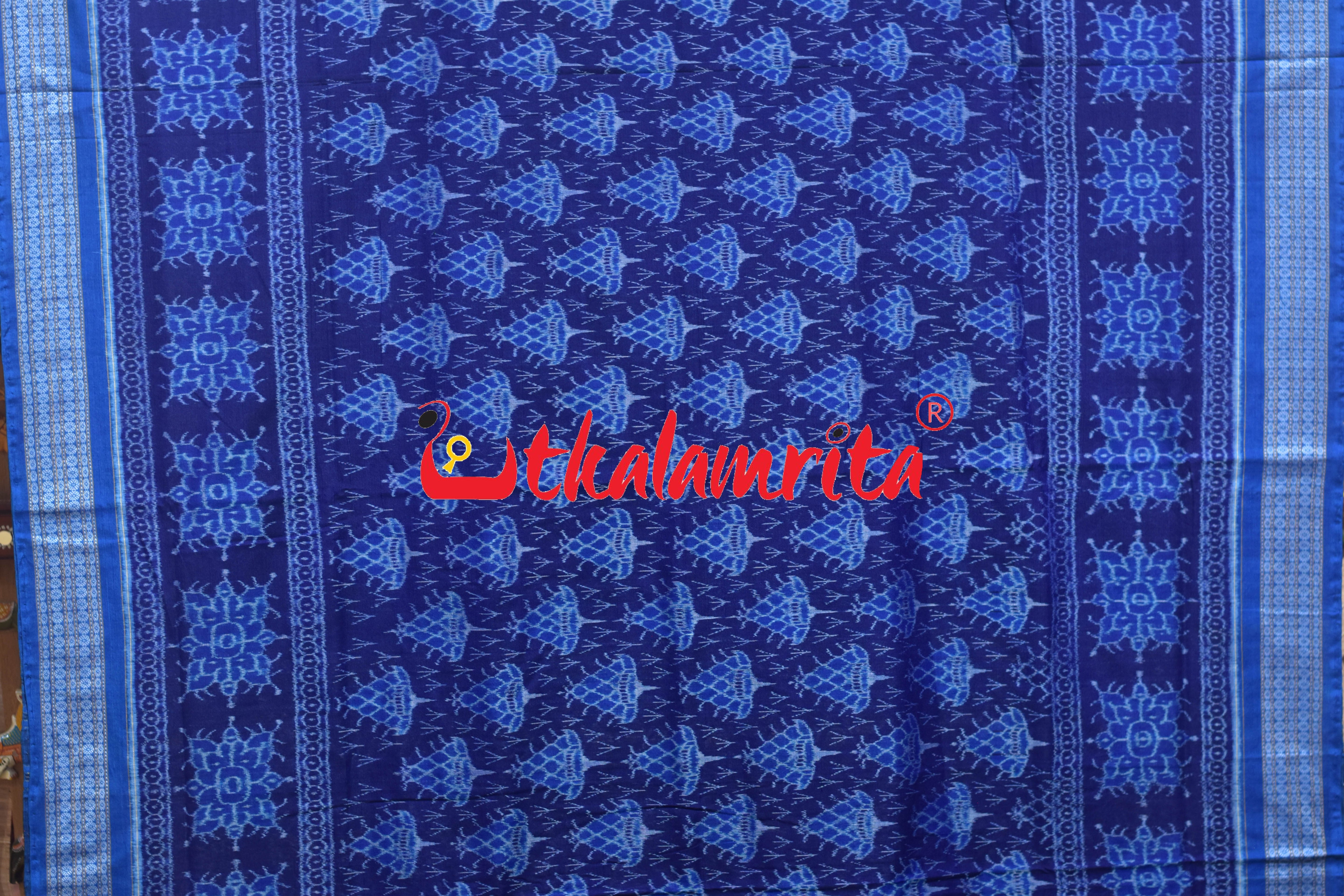 Blue Purple Double Mayura Sambalpuri Cotton Saree