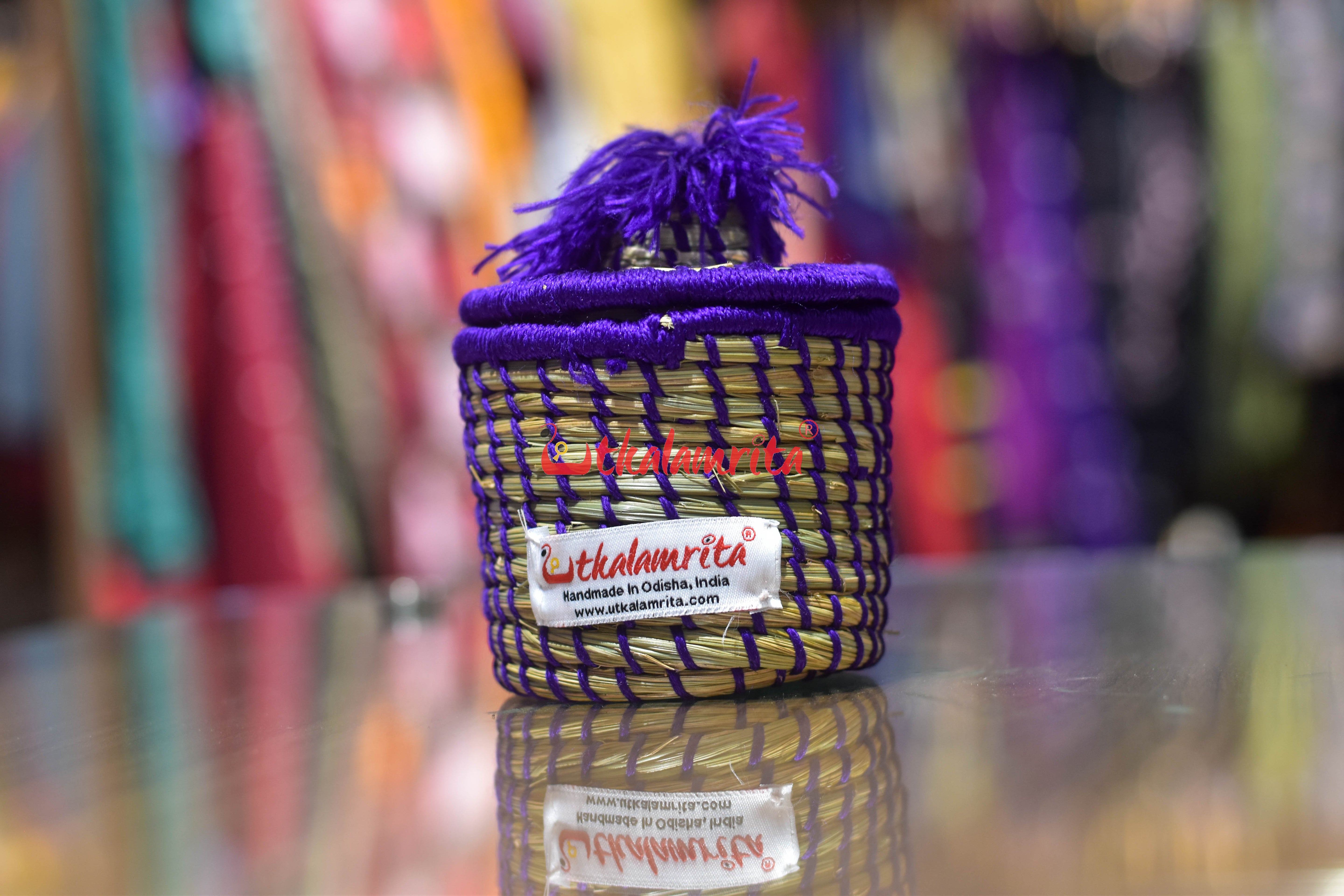 Sabai Grass Chuti Thread Jewellery Box Dark Purple