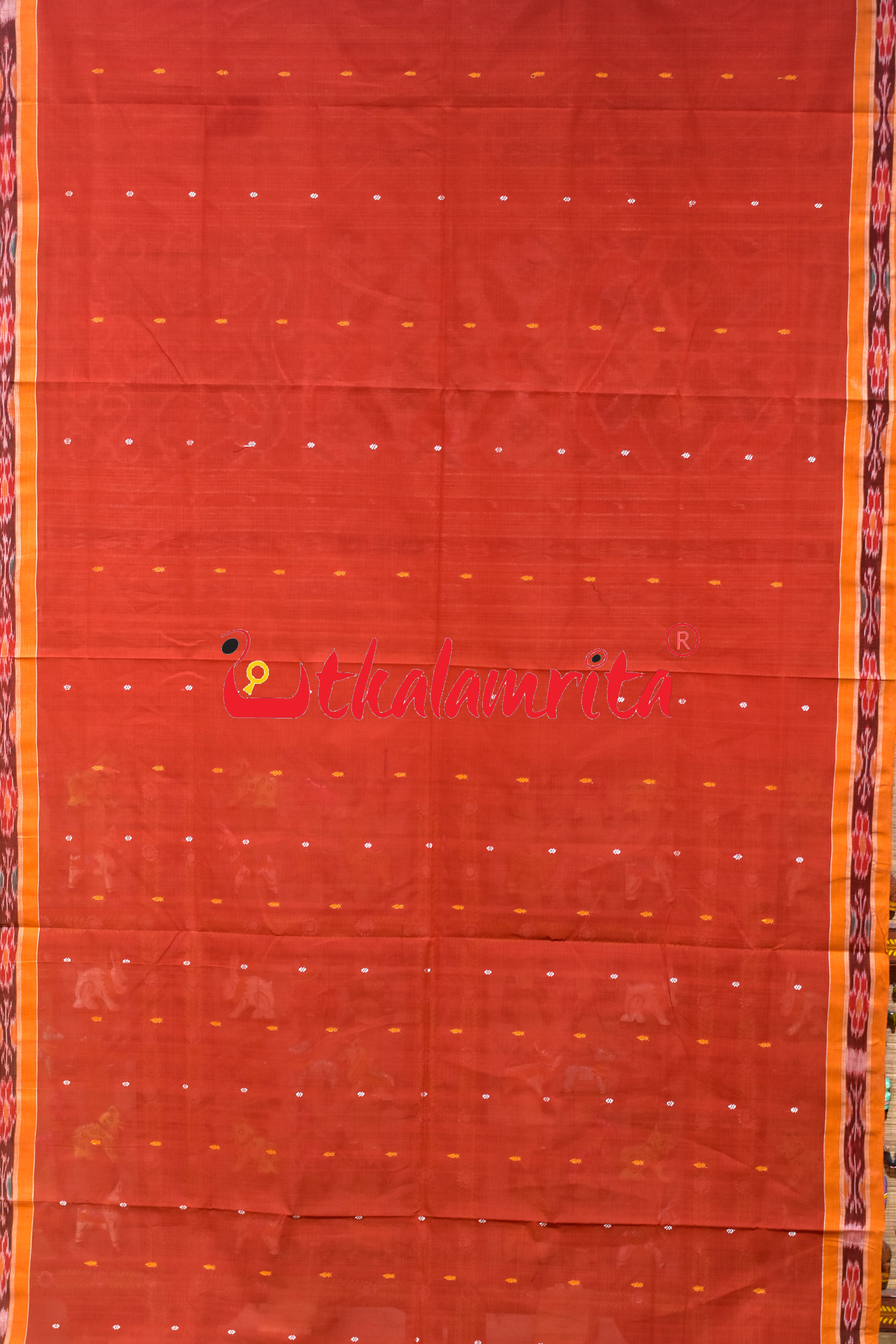 Rust Yellow Chadhei Pittala Single Cotton Saree
