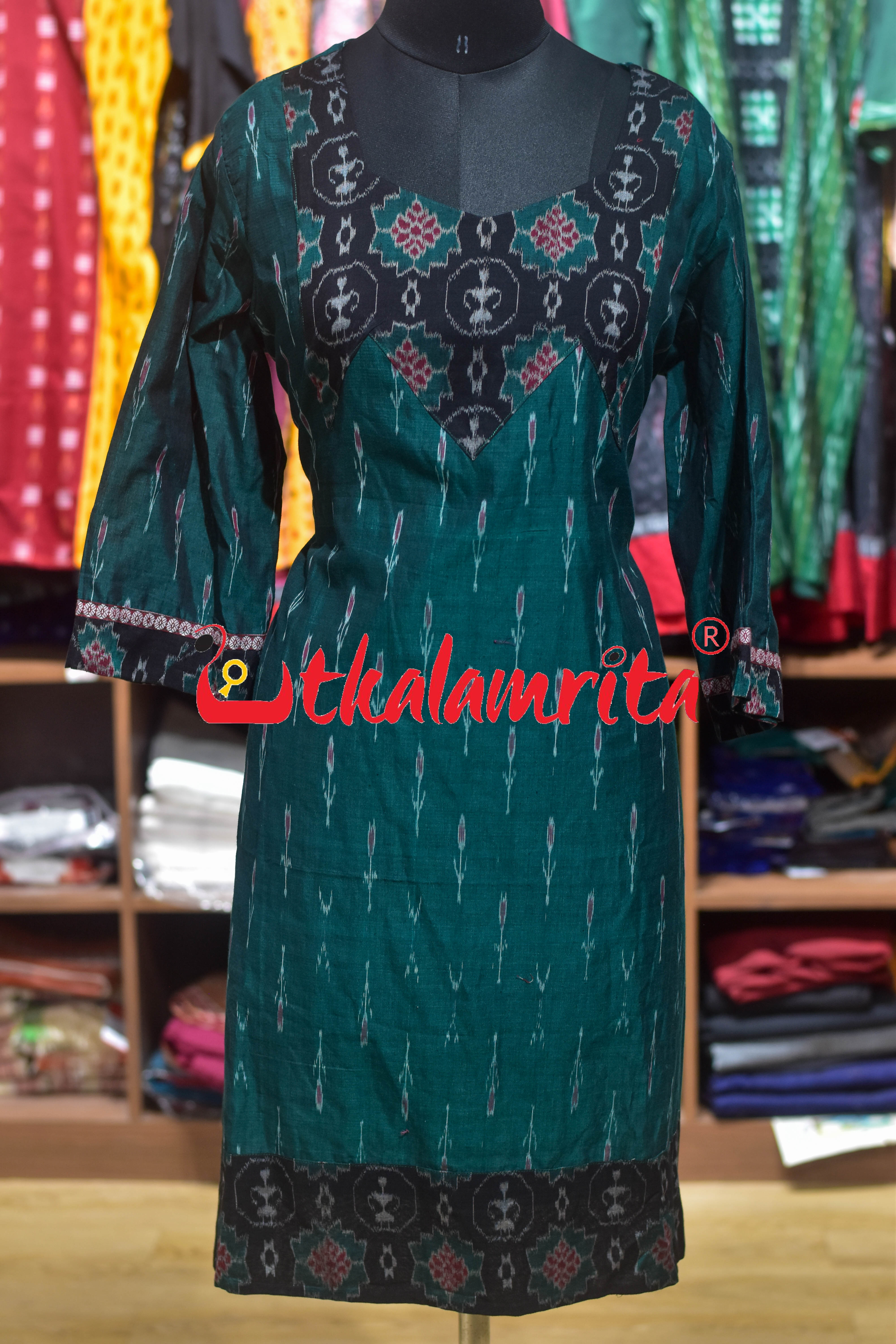 Bottle Green Labanga Tribal Design (Ladies' kurti)