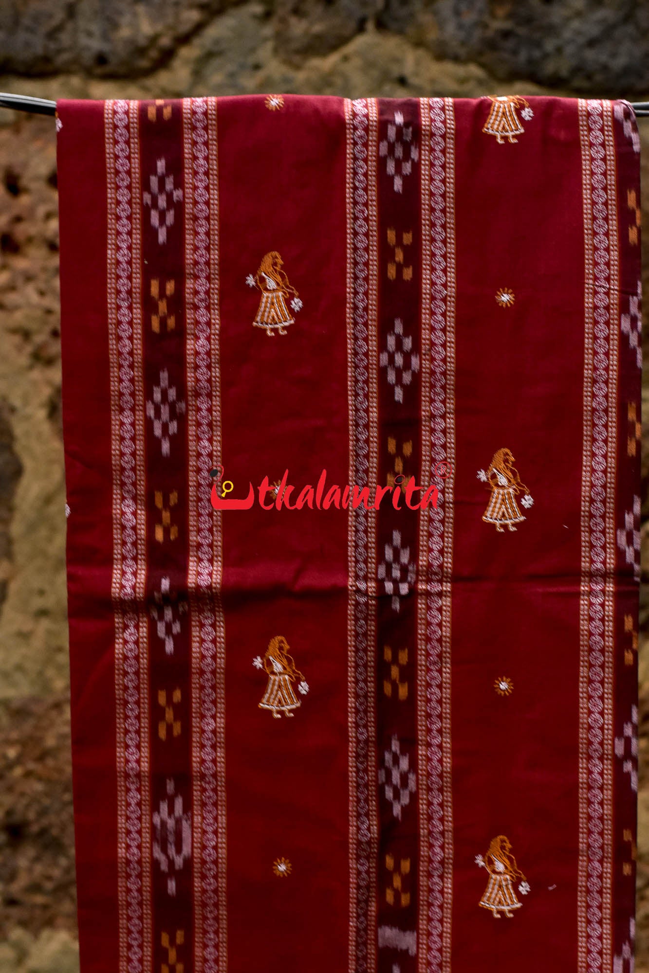 Maroon Yellow Doll Bomkai Dress Set