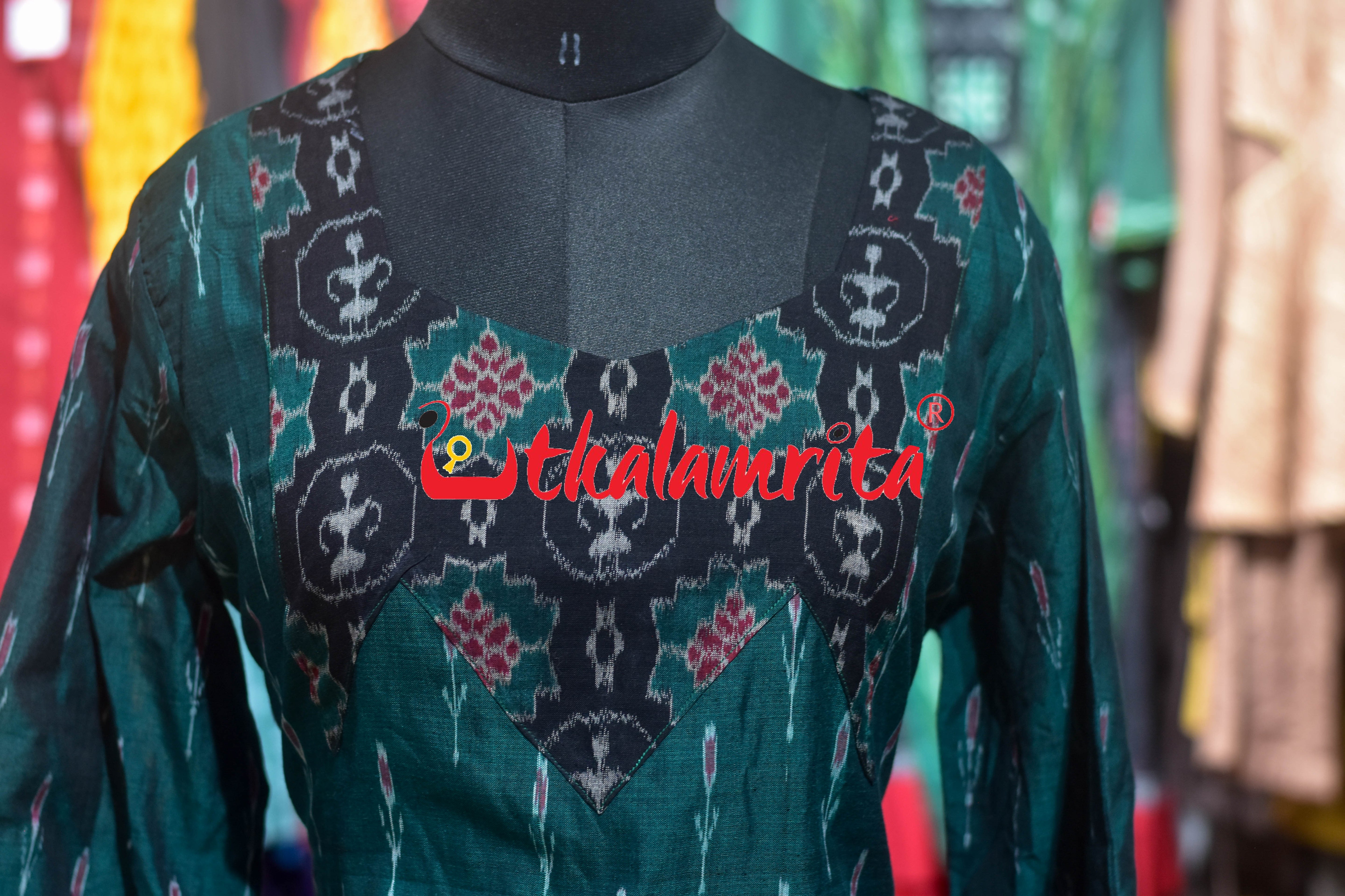 Bottle Green Labanga Tribal Design (Ladies' kurti)