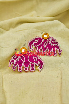 Pink Elephant (Pipli applique danglers)