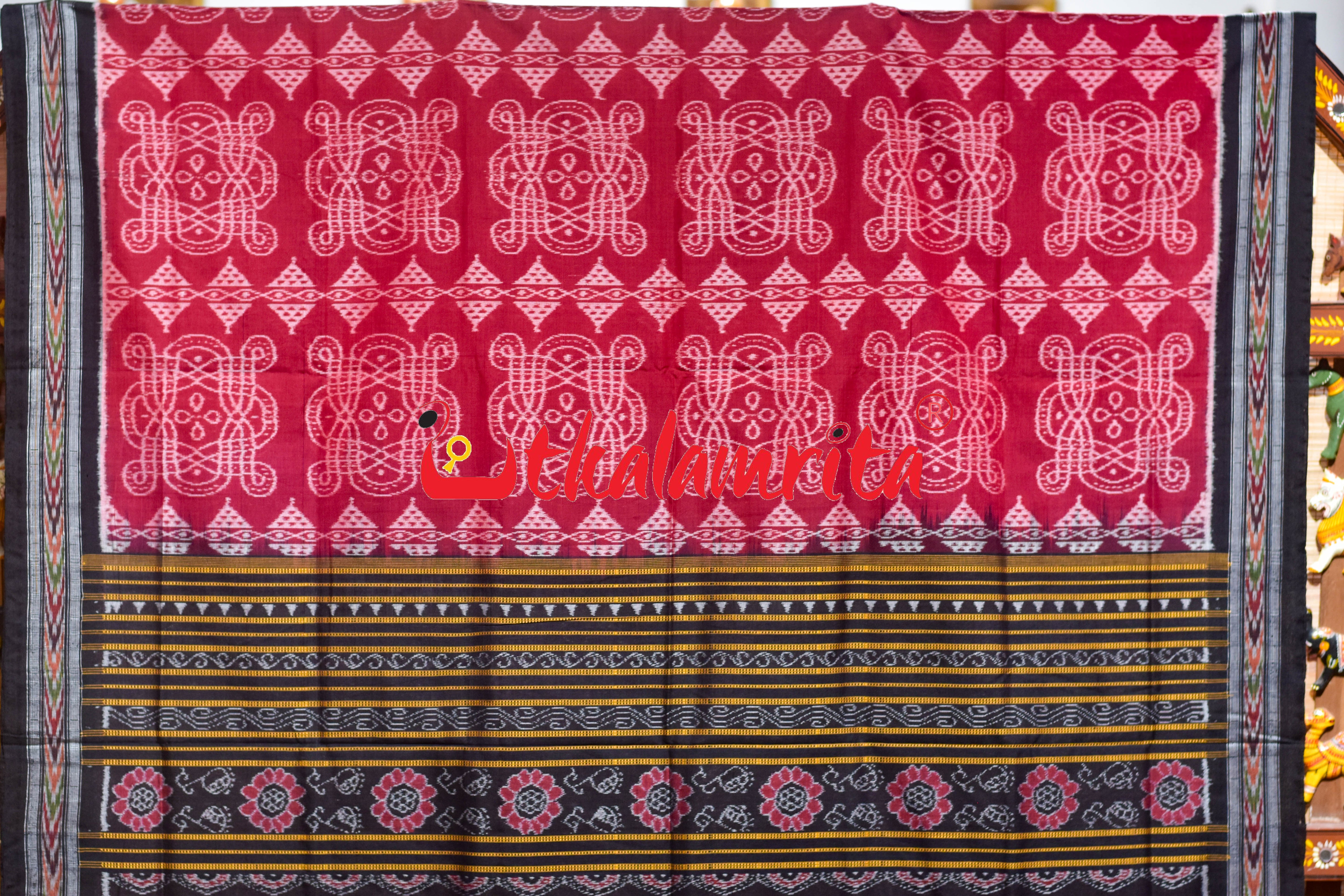 Red Black Sree Jantra Sambalpuri Cotton Saree