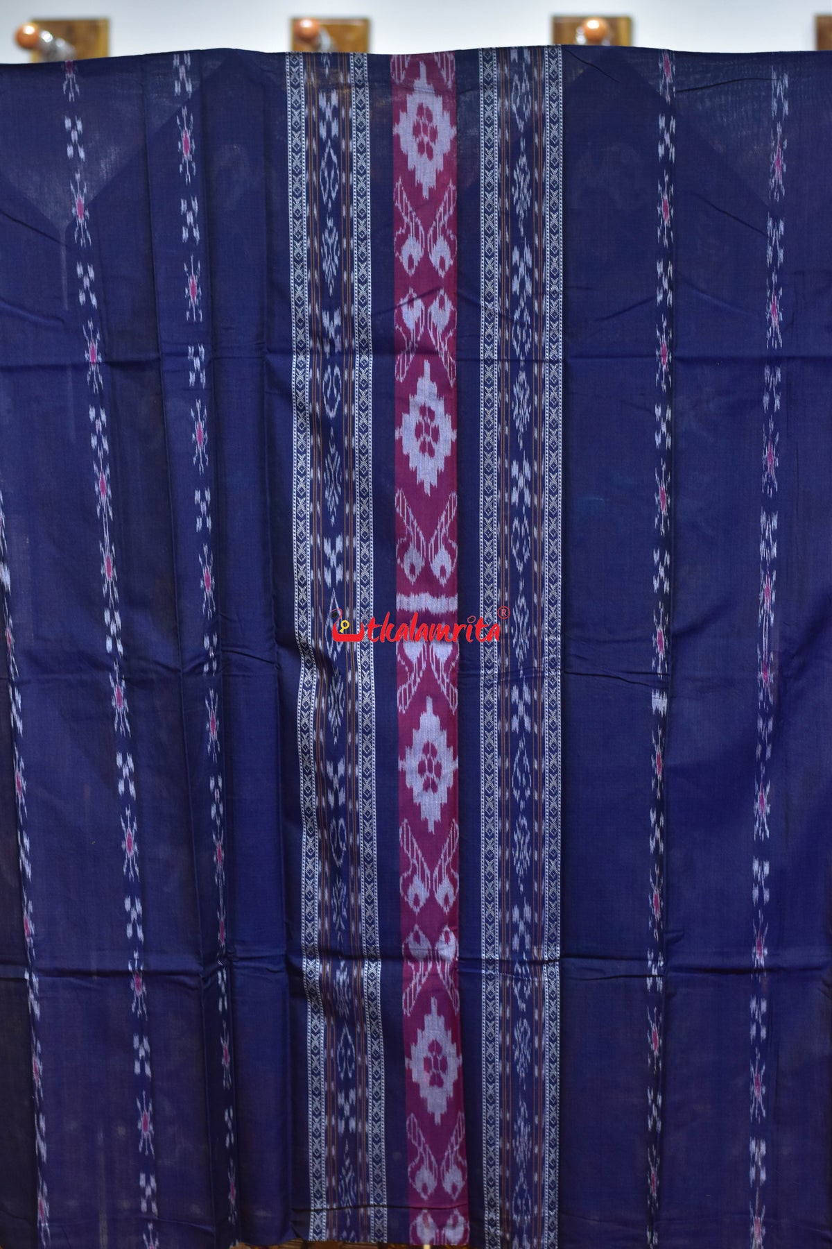 Blue Yellow Middle Sankha Chakra Design Dress Set