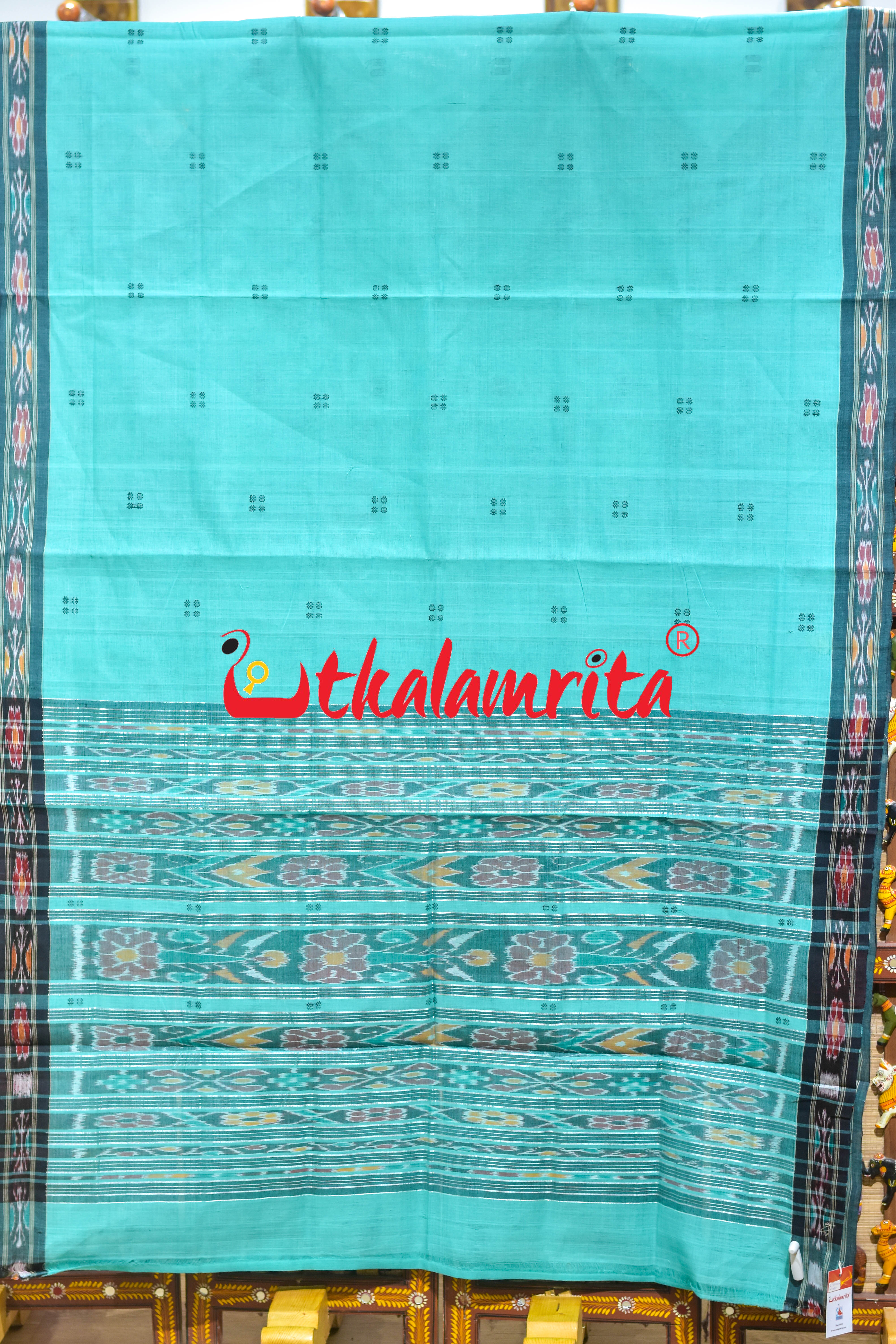 Sea Green Pittala Single Cotton Saree