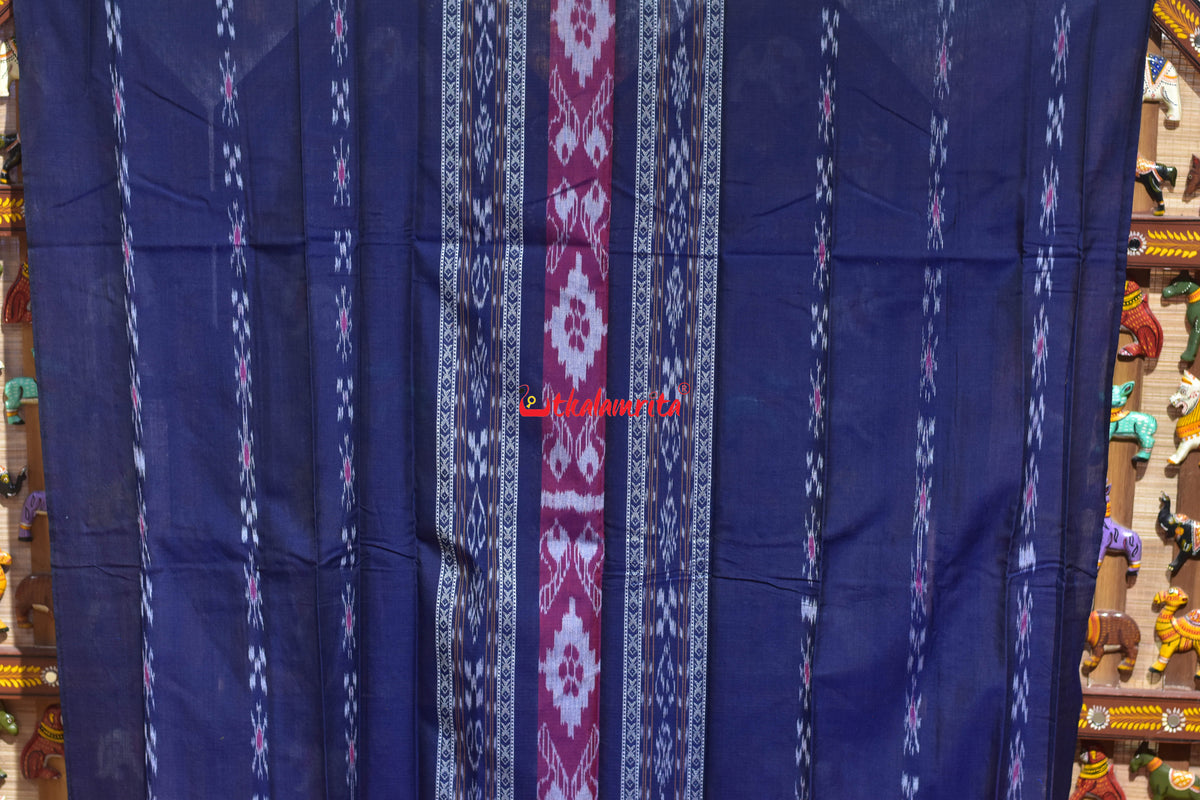 Blue Yellow Middle Sankha Chakra Design Dress Set