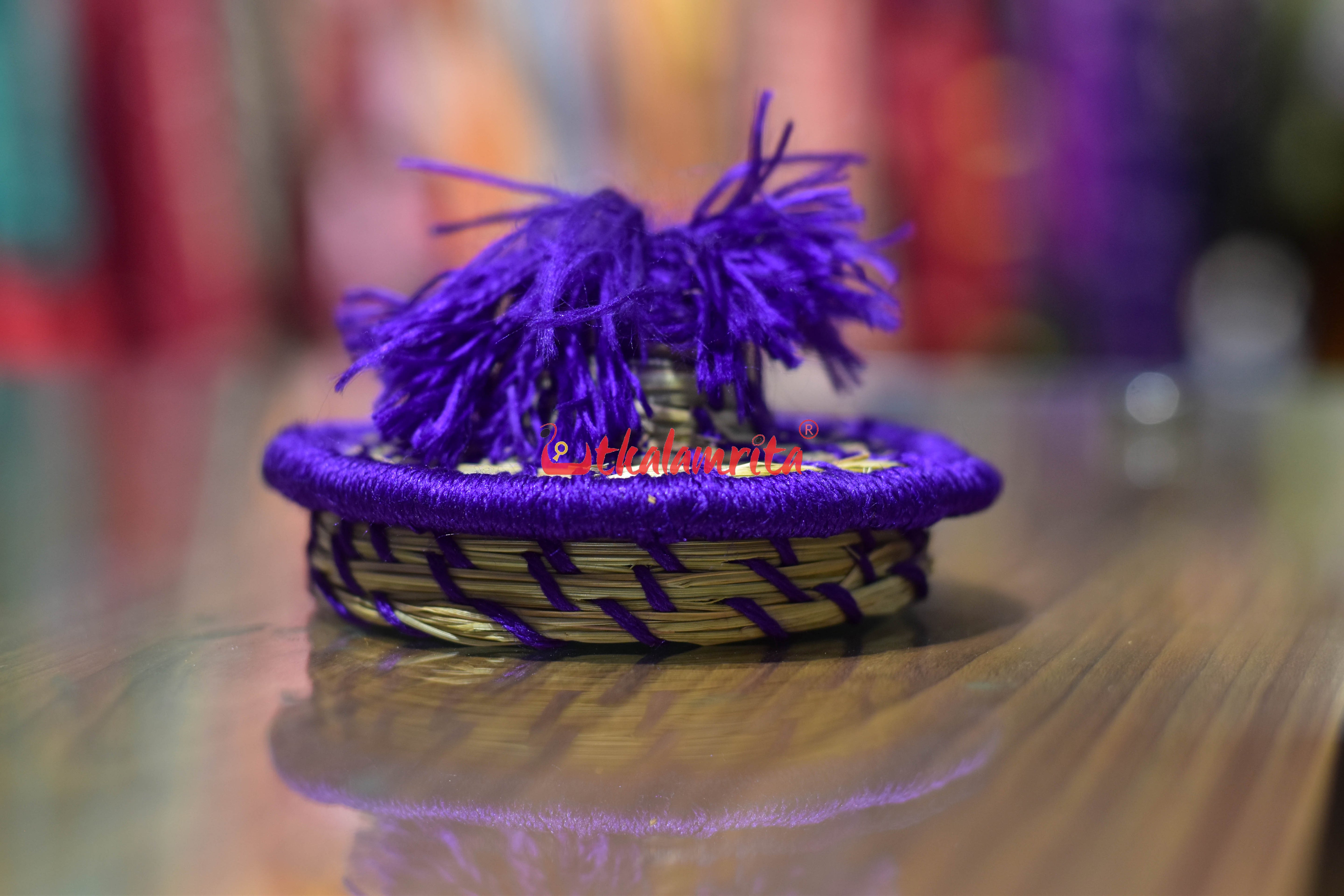 Sabai Grass Chuti Thread Jewellery Box Dark Purple
