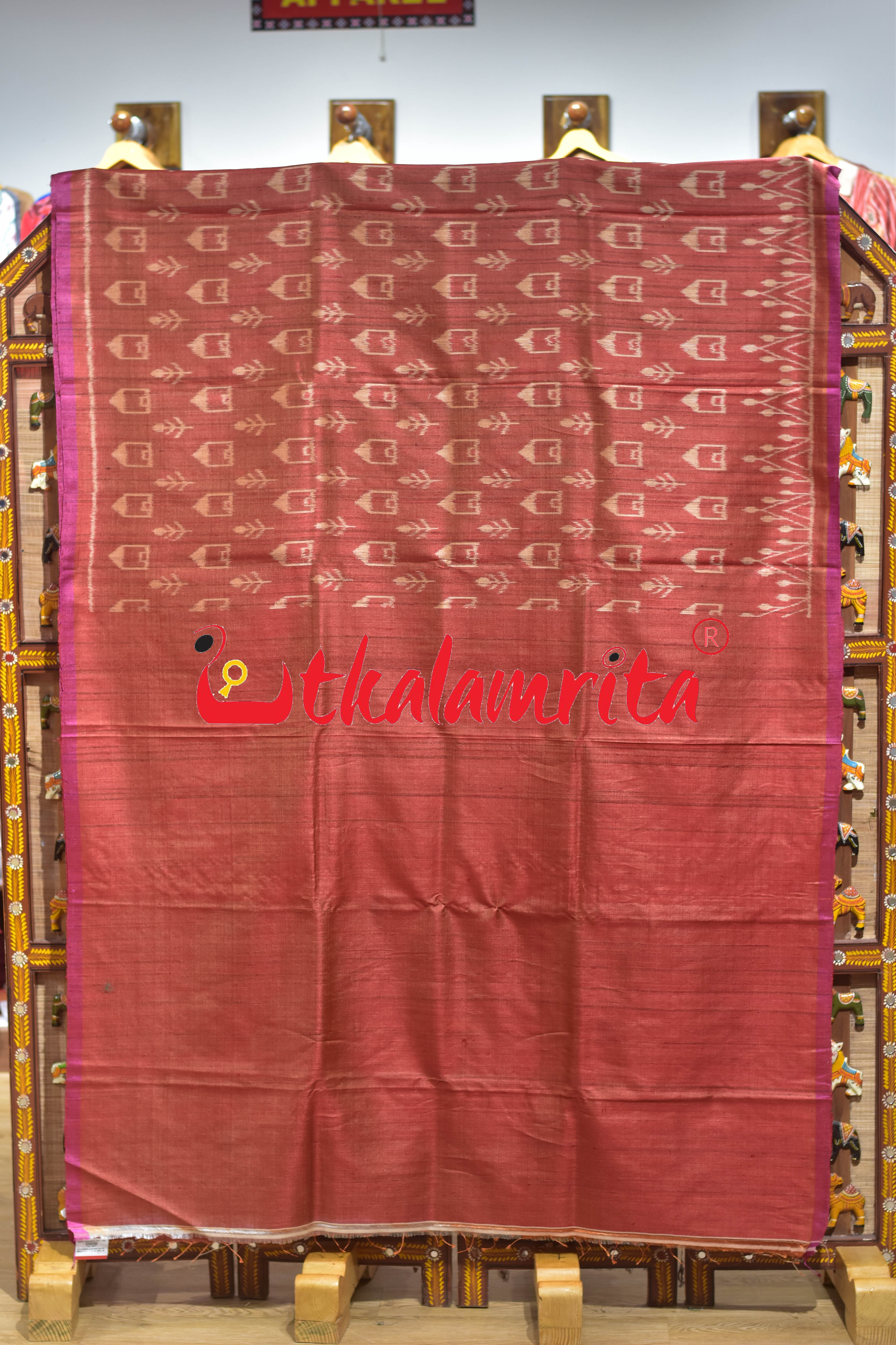 Red Tribal Huts Phoda Anchal Gopalpur Tussar Saree