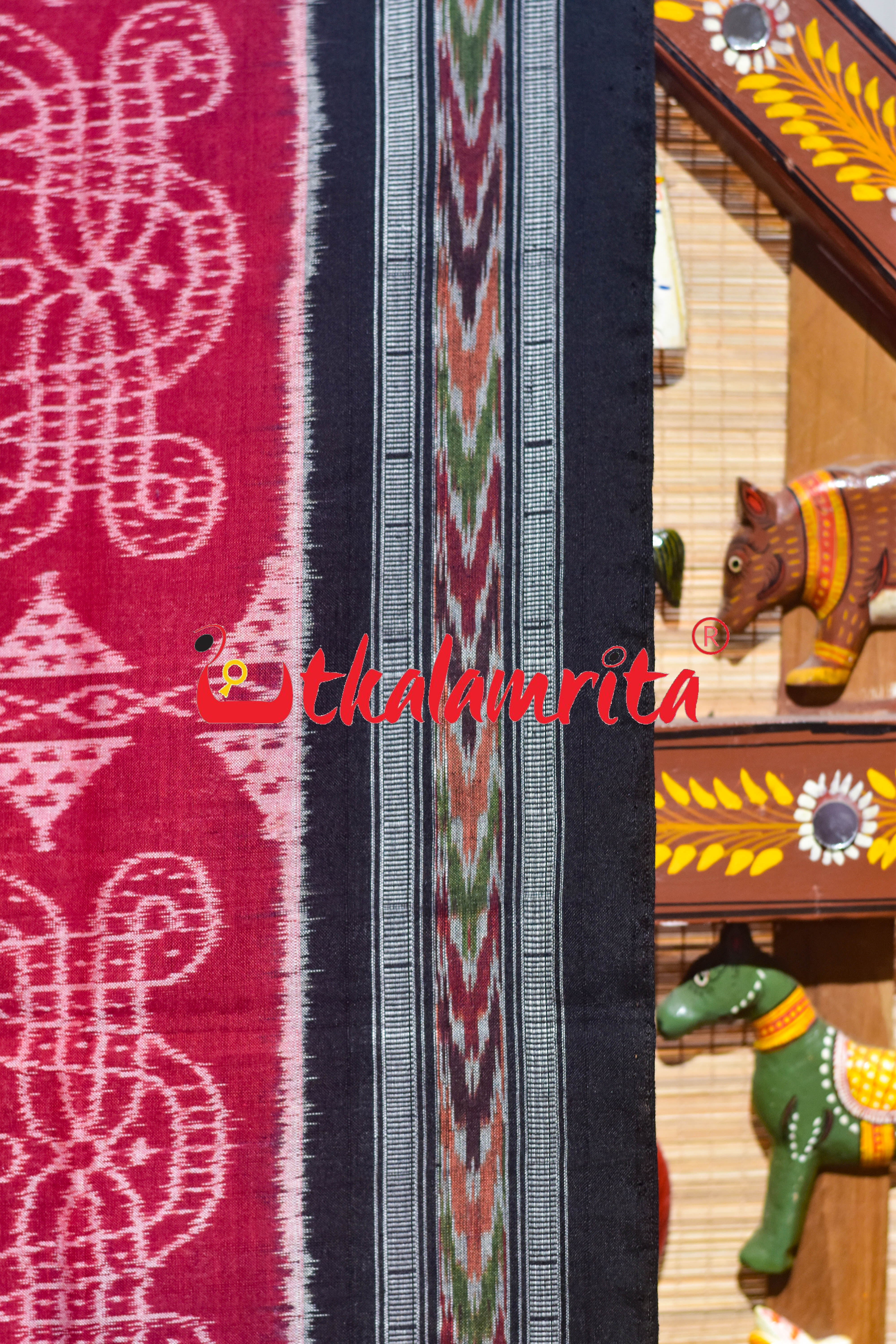 Red Black Sree Jantra Sambalpuri Cotton Saree