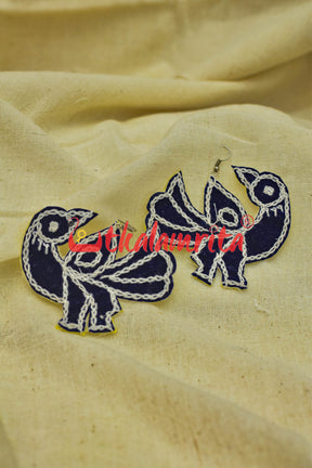 Blue Parrots (Pipli applique danglers)