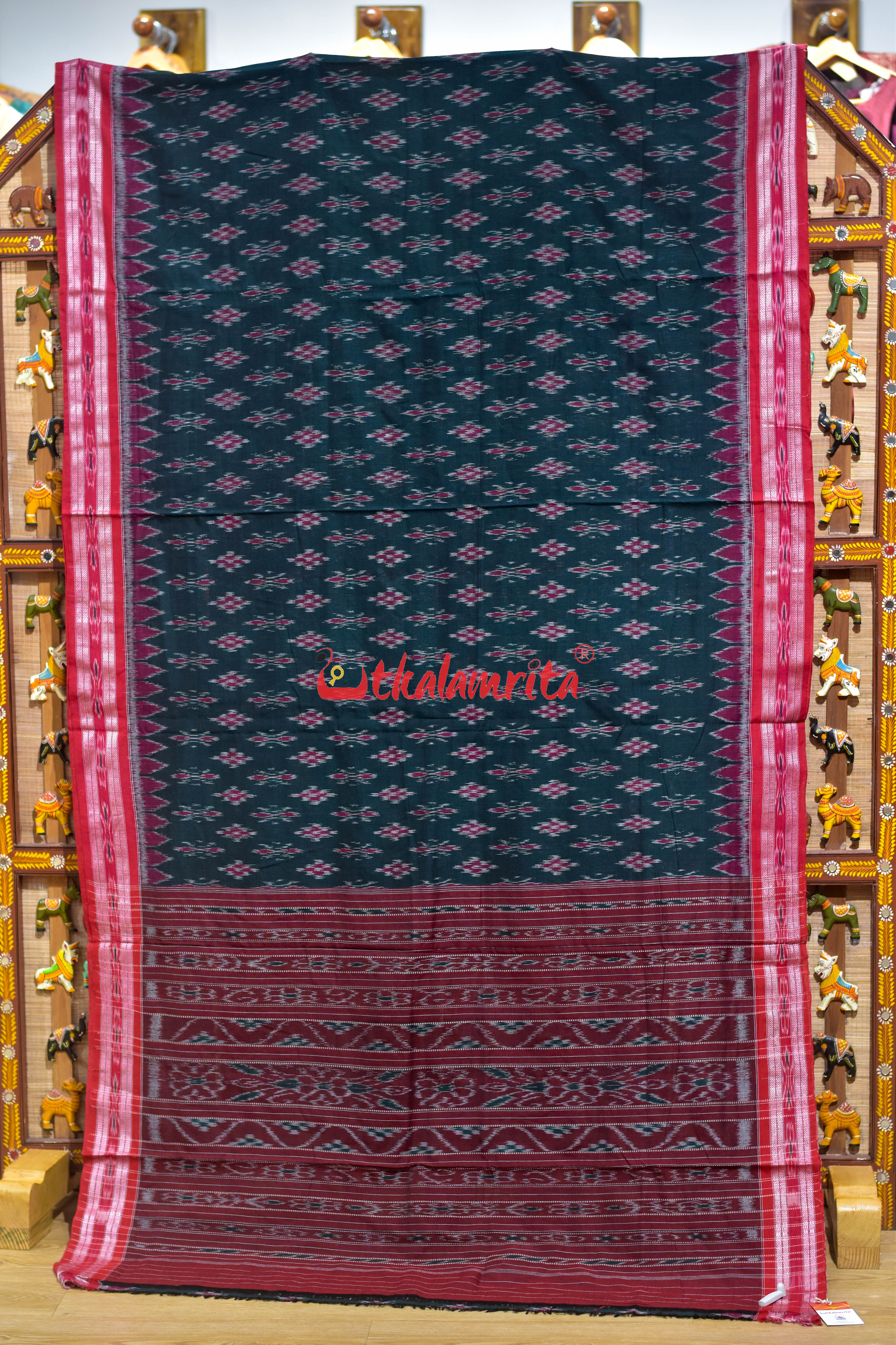 Bottle Green Damru Pasapali Khandua Cotton Saree