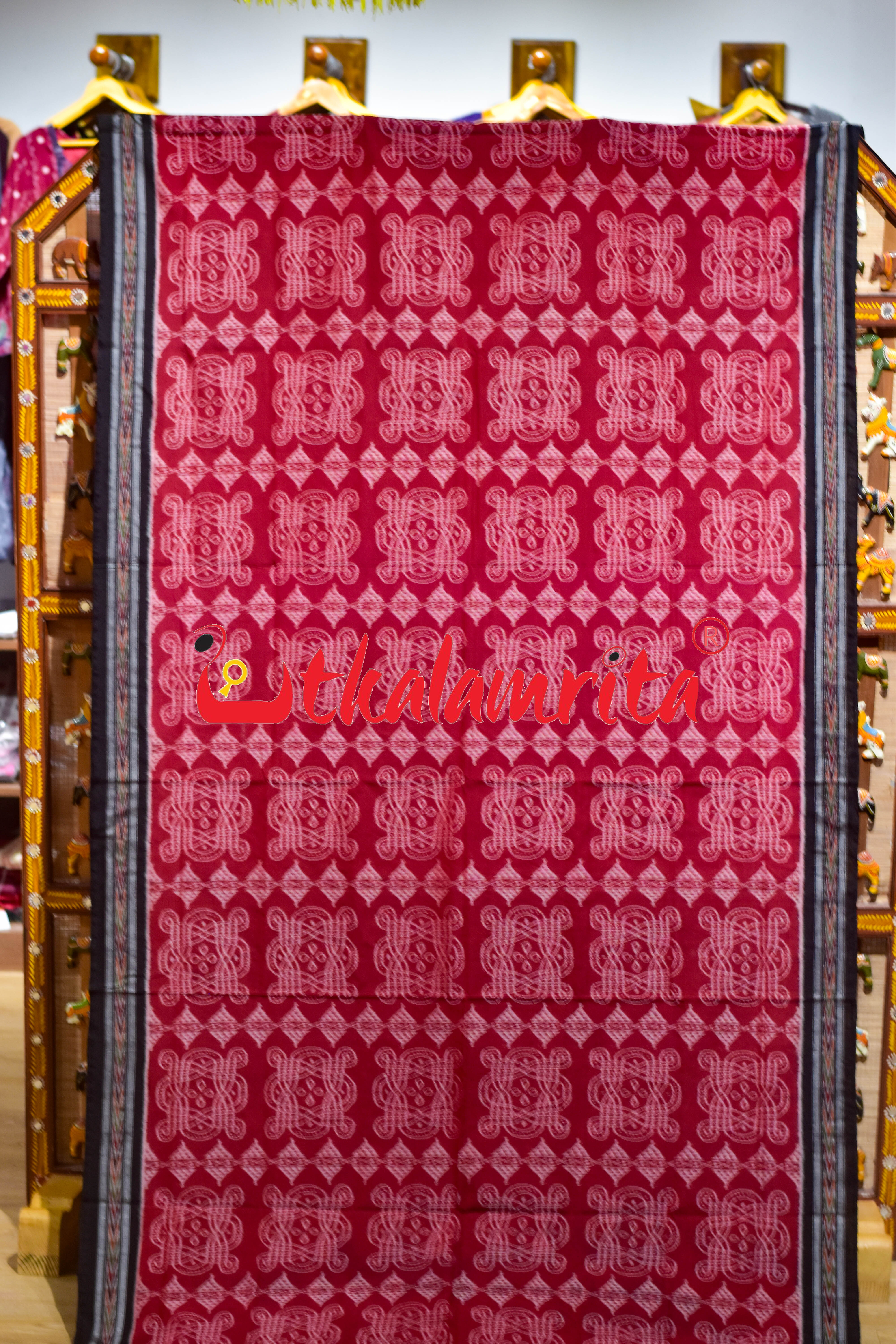 Red Black Sree Jantra Sambalpuri Cotton Saree