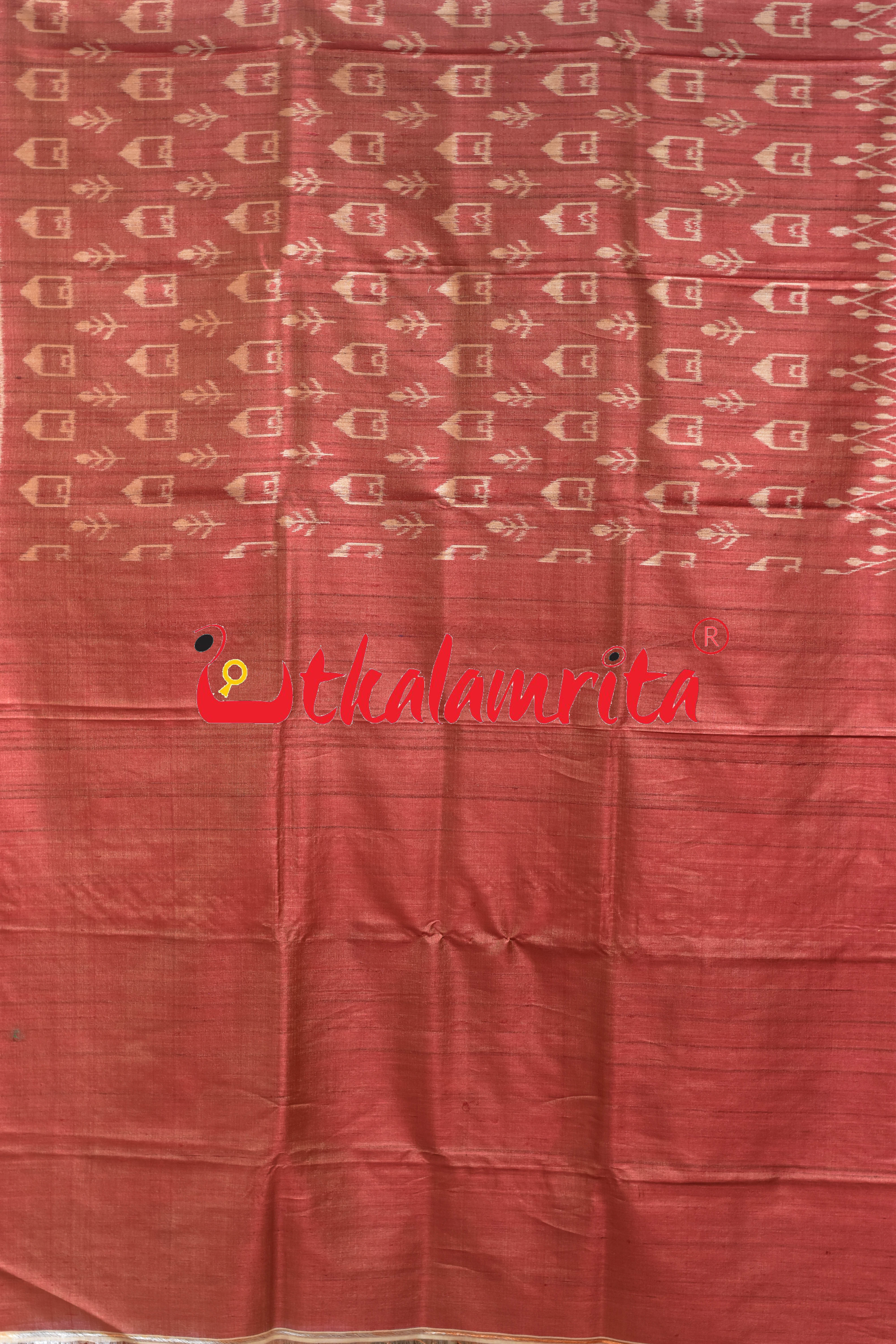 Red Tribal Huts Phoda Anchal Gopalpur Tussar Saree