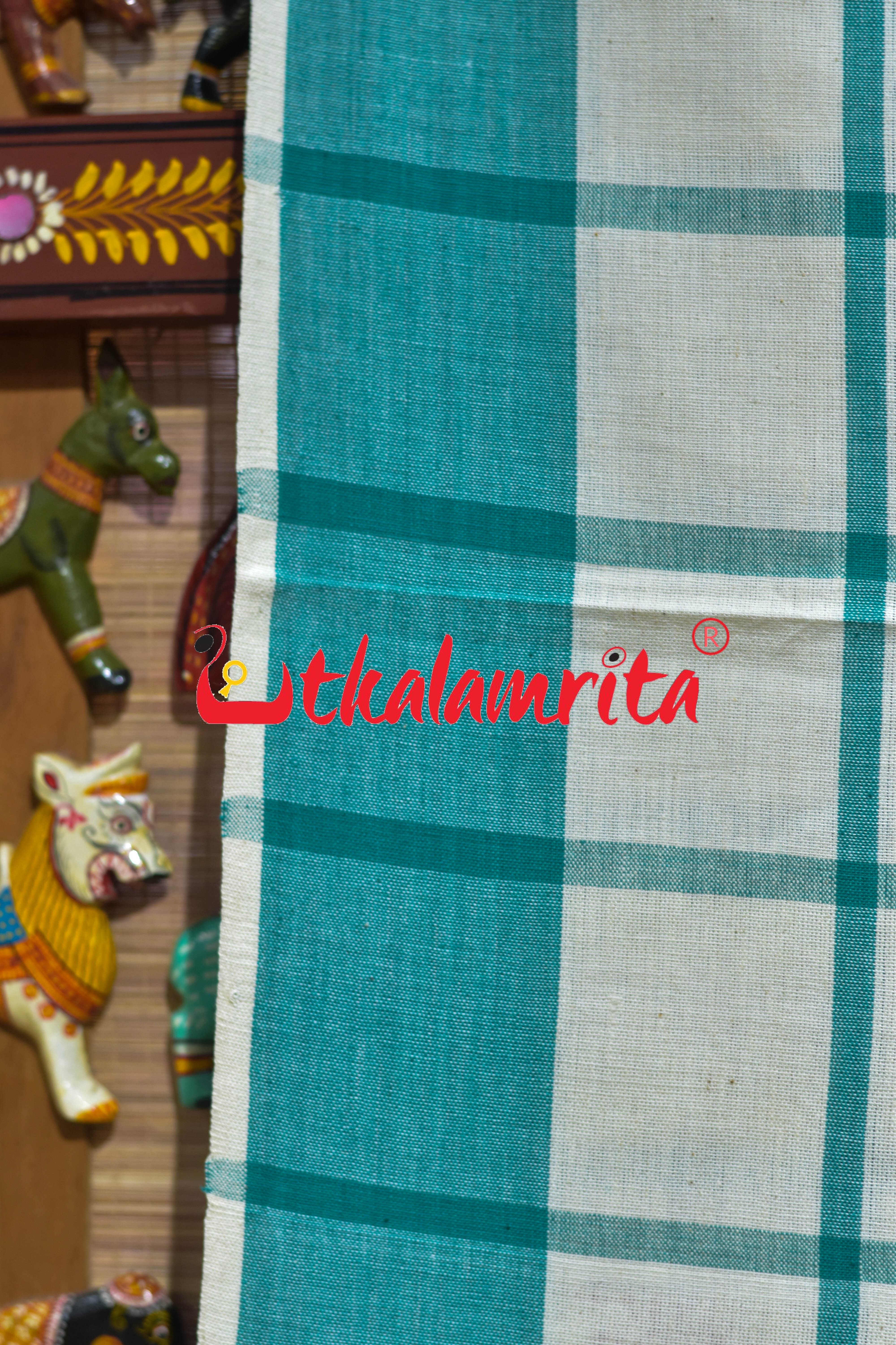 White Green Santhal Saree