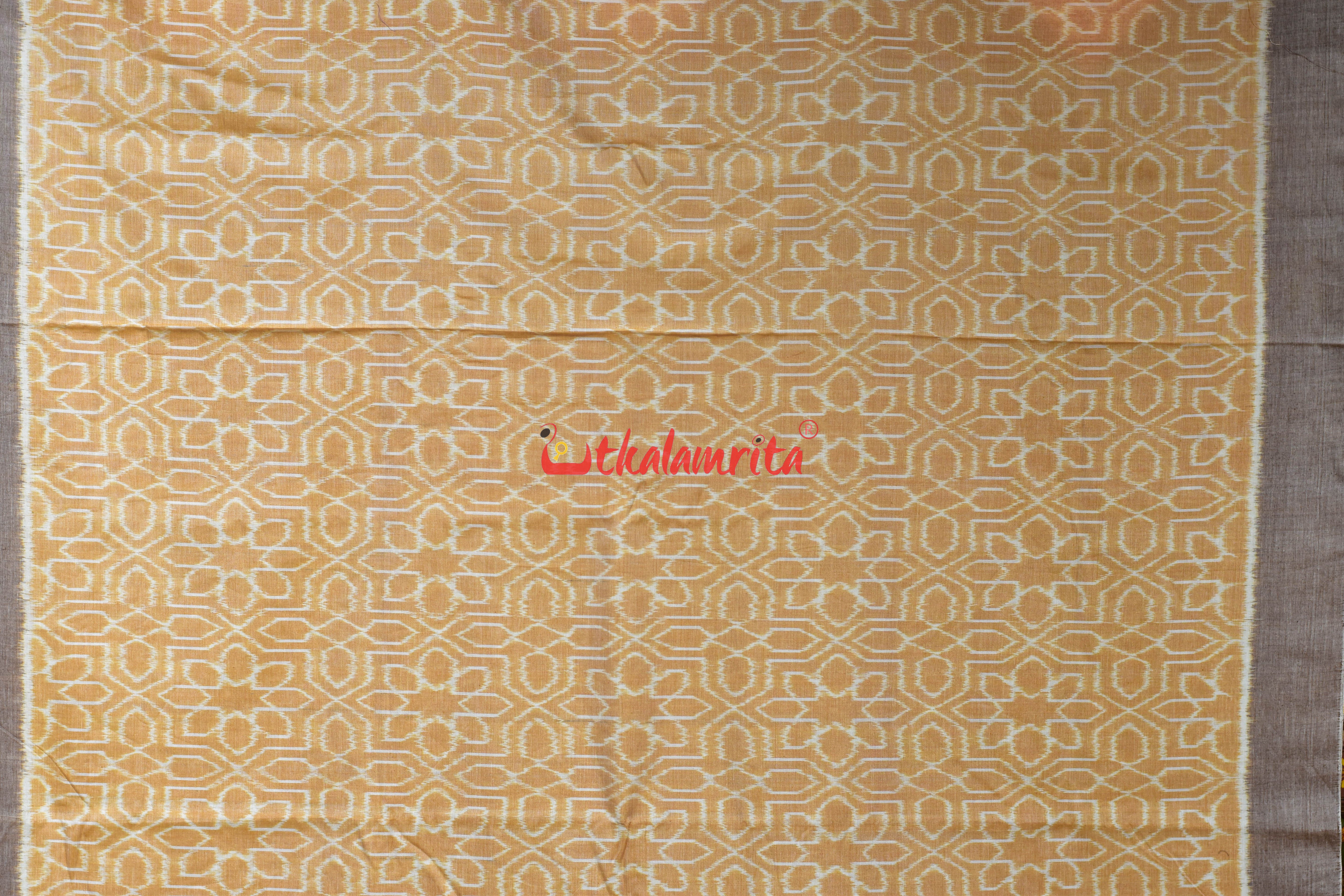 Cream Mandala Art Khandua Cotton Saree