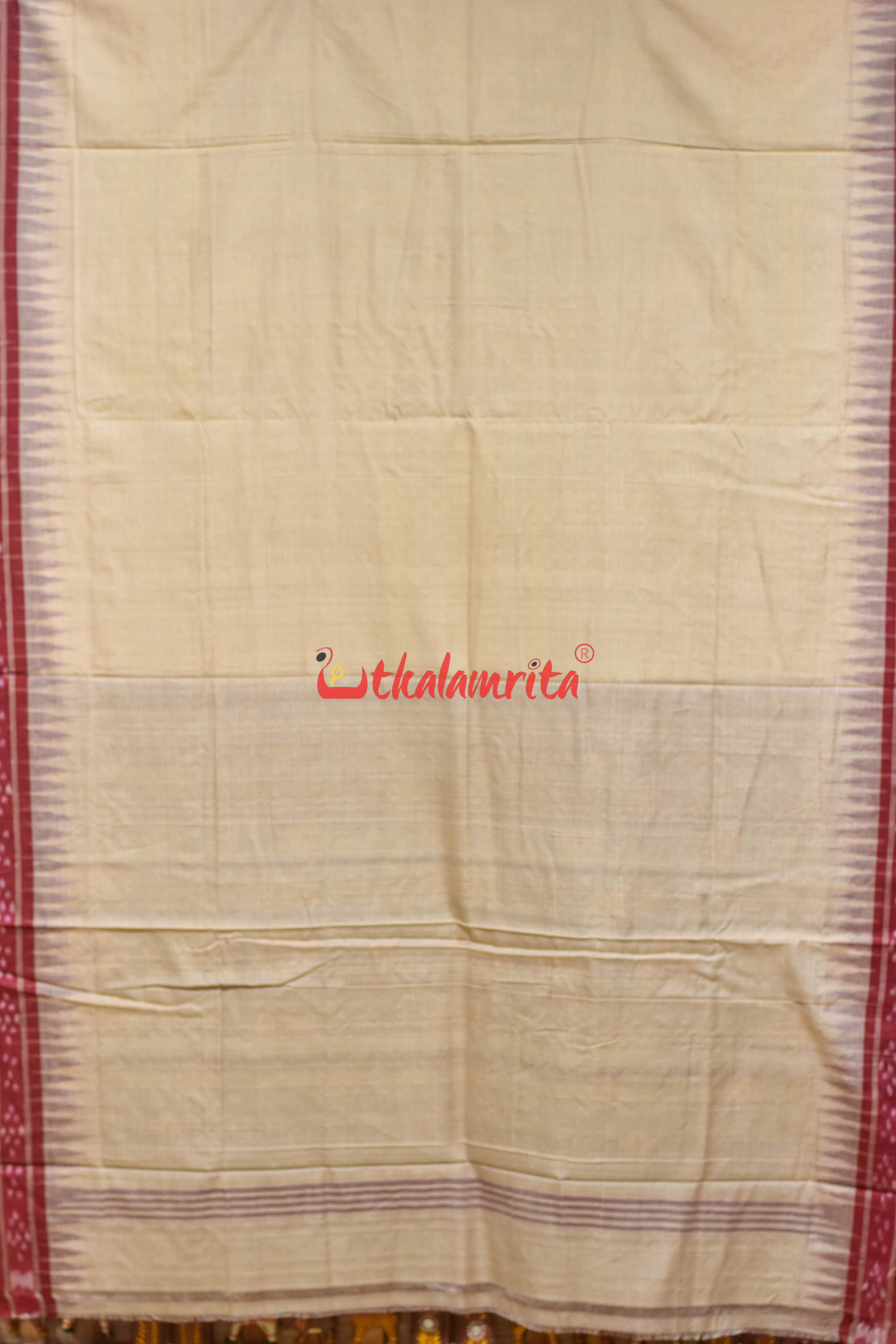 Ghee Maroon Pasapali Border Khandua Cotton Saree