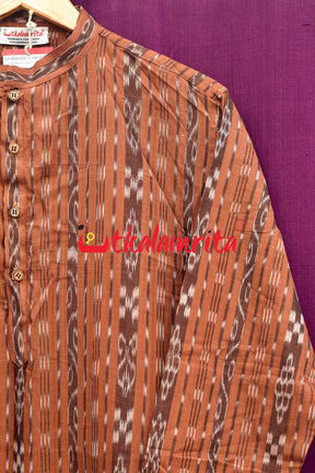 Brown Fish Ikat (Men's' Full Kurta)