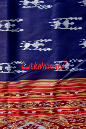 Purssian Blue Nartaki Khandua Silk Saree