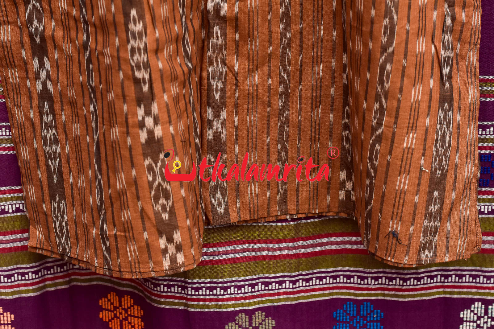 Brown Fish Ikat (Men's' Full Kurta)