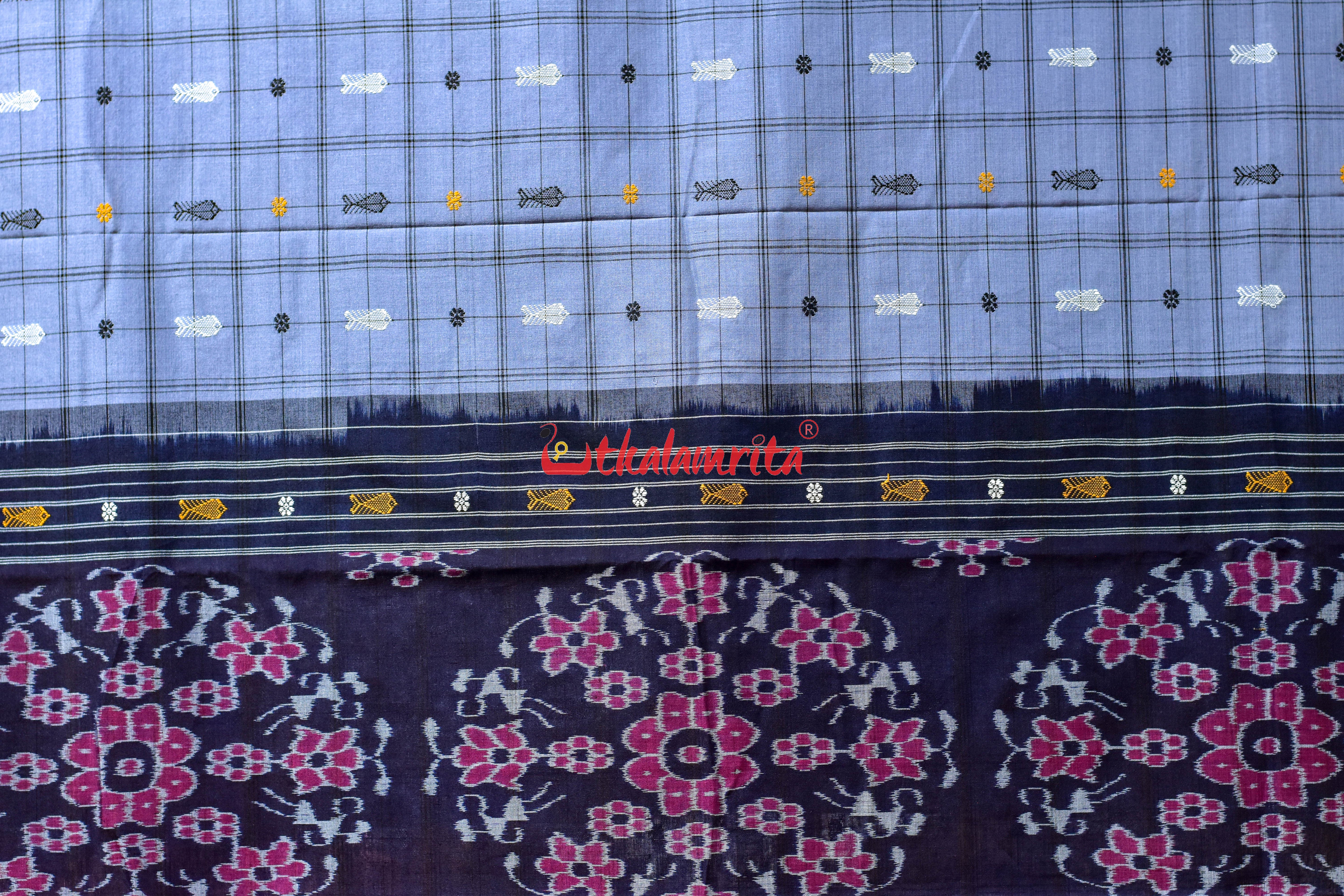 Nuapatna Hazar Buti Ash Grey Cotton Saree