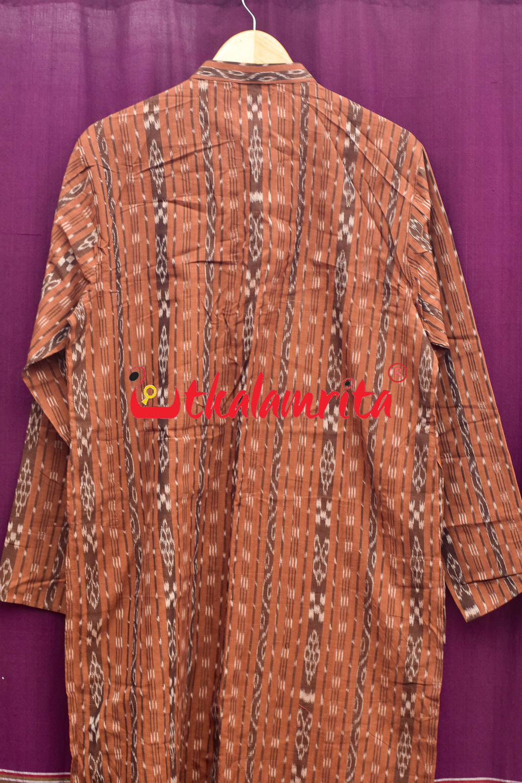 Brown Fish Ikat (Men's' Full Kurta)