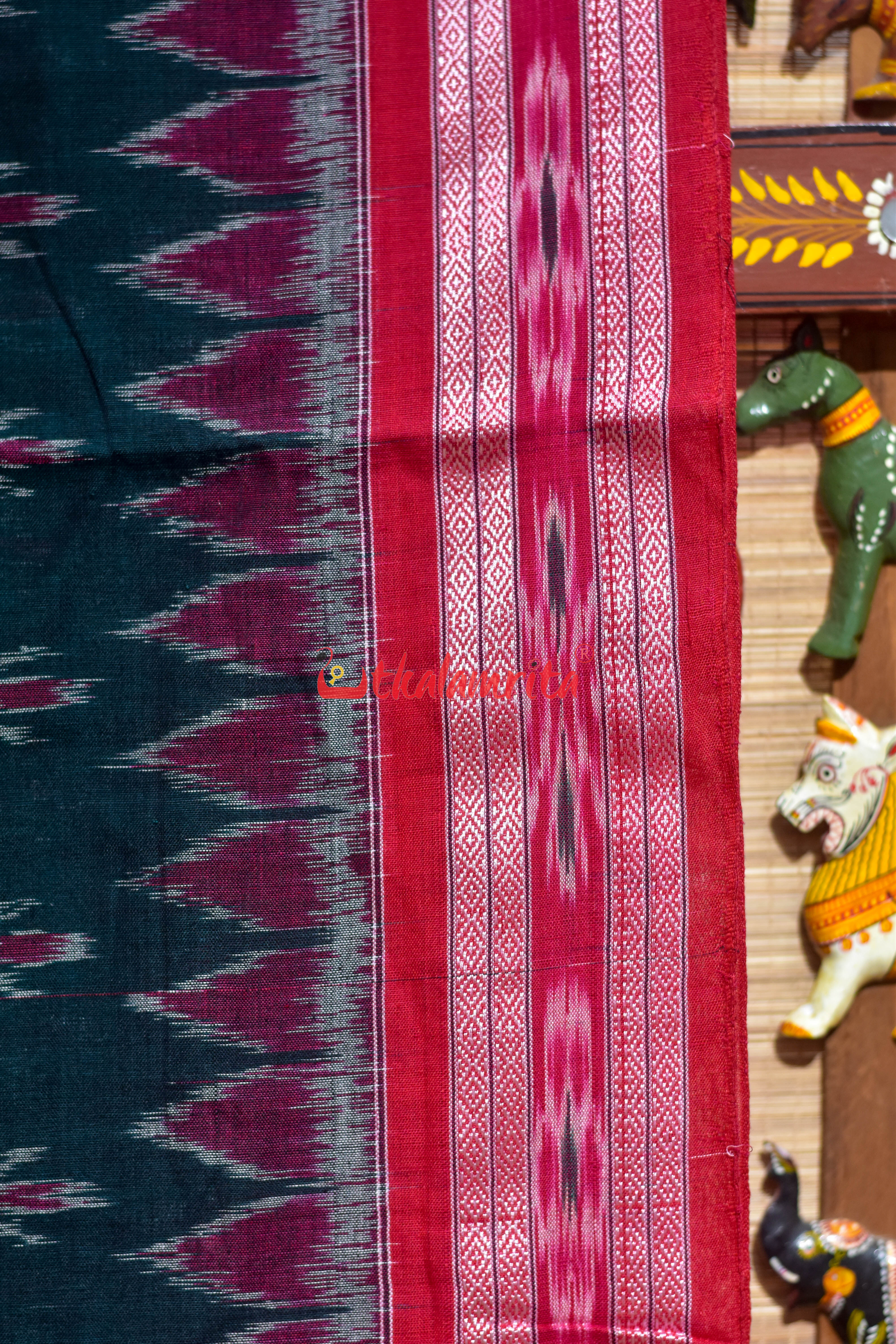 Bottle Green Damru Pasapali Khandua Cotton Saree