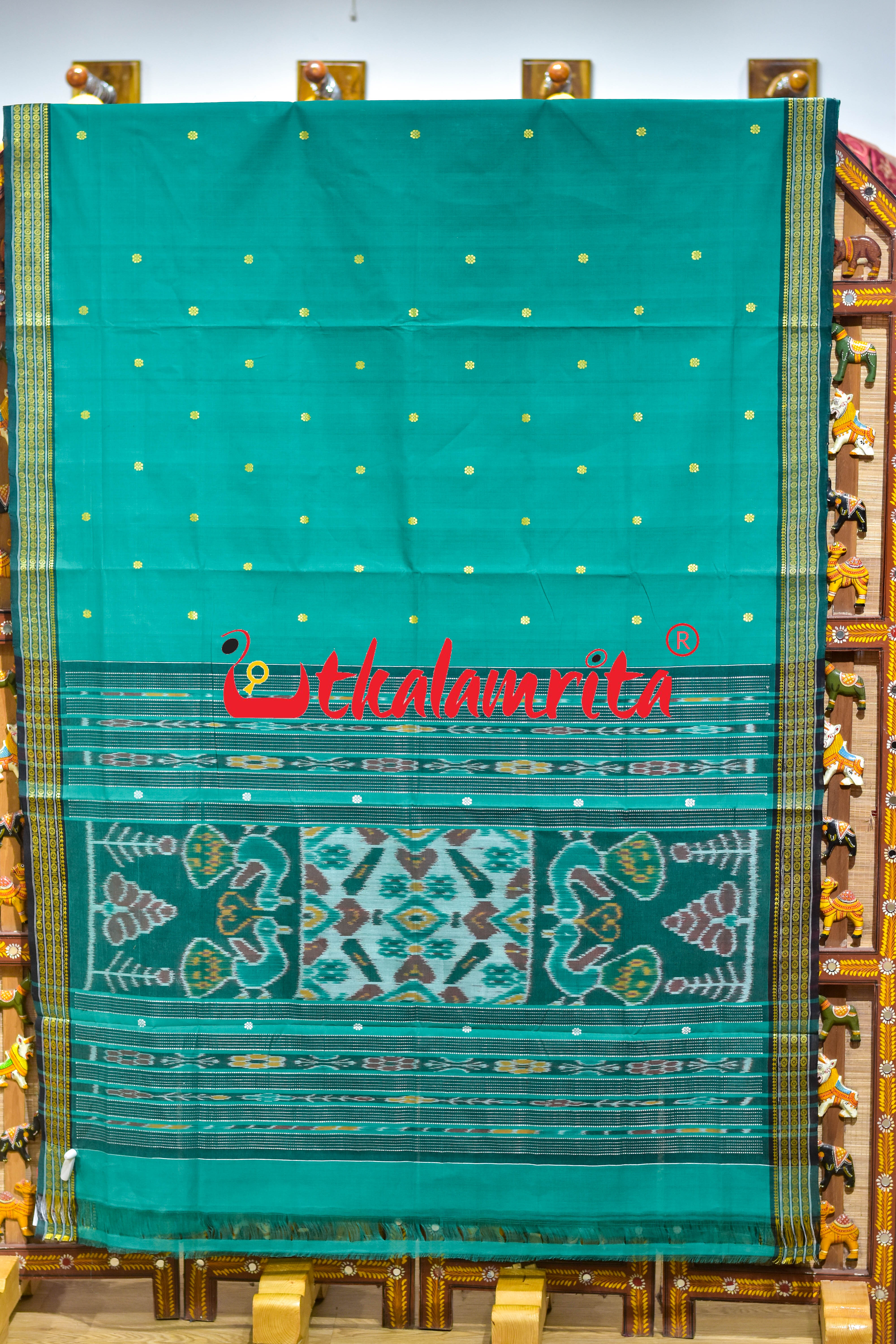 Green Double Border Doby Pittala Single Cotton Saree