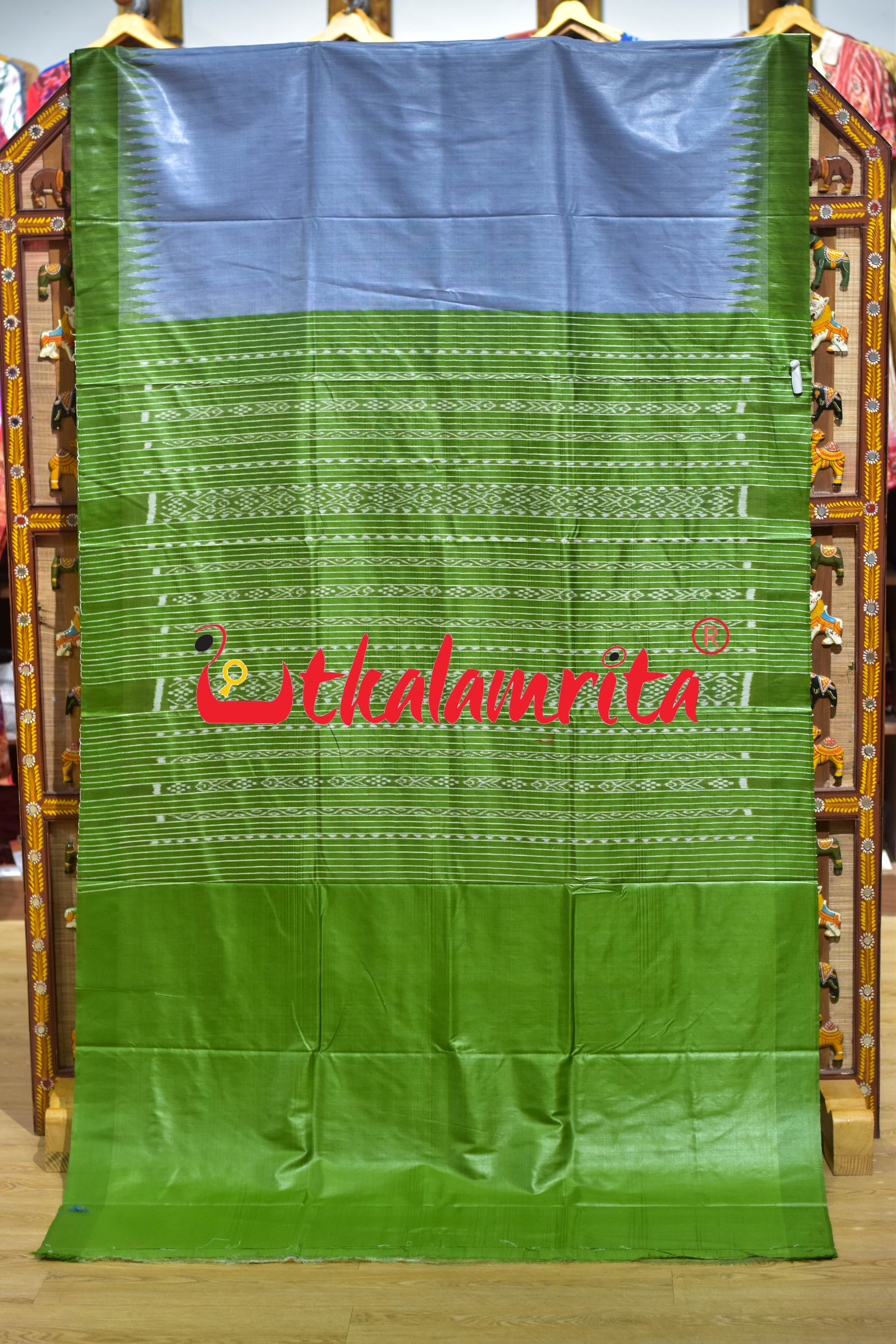 Chrome Grey Mehendi Eri Silk Saree