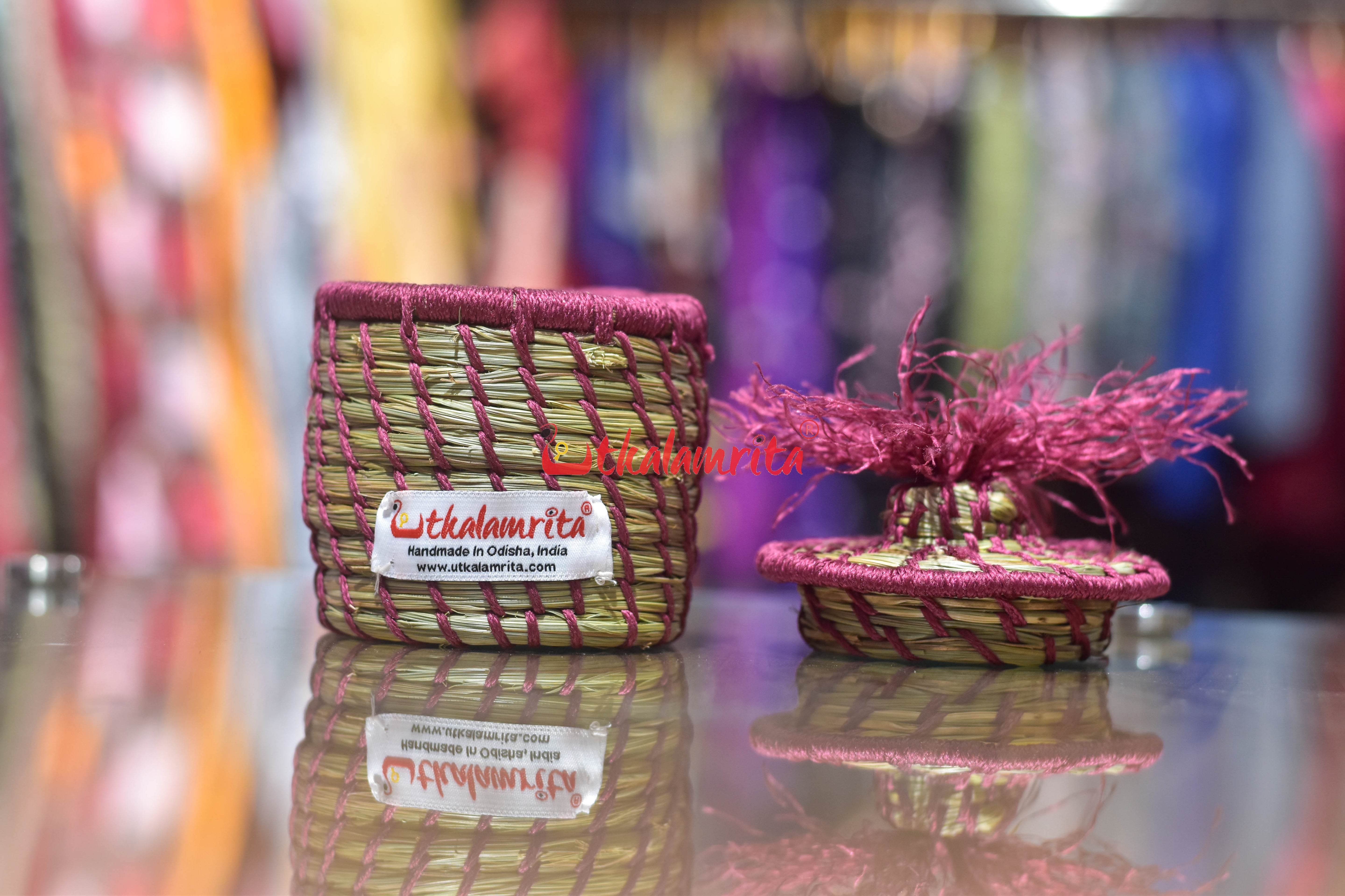 Sabai Grass Chuti Thread Jewellery Box Maroon