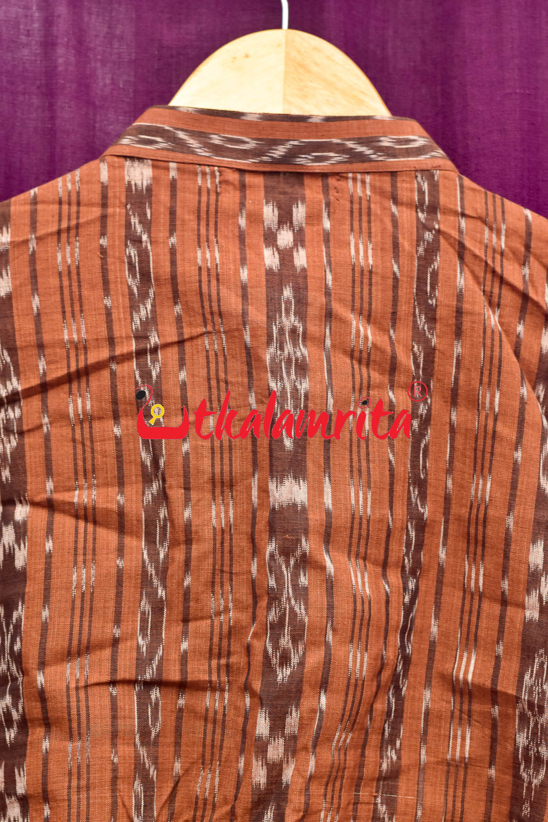 Brown Fish Ikat (Men's' Full Kurta)