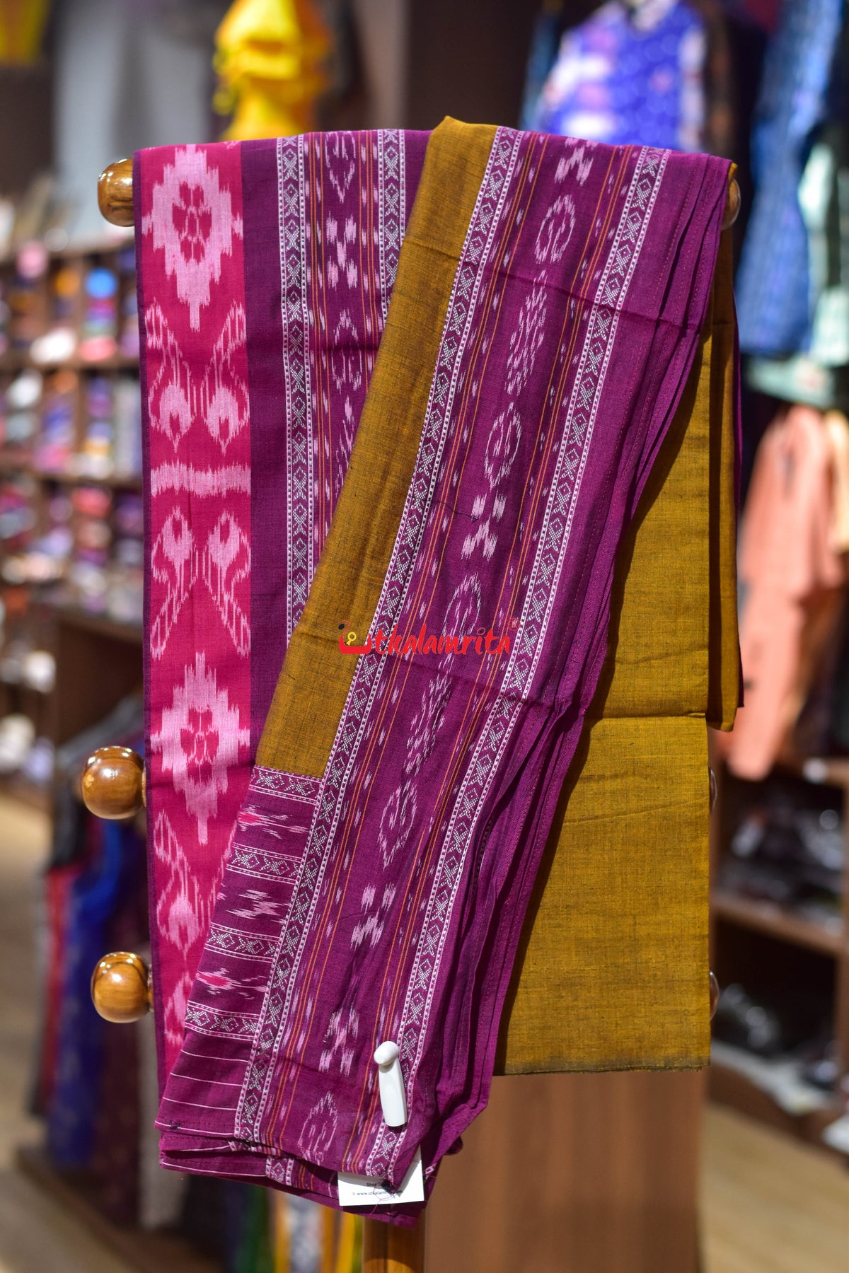 Magenta Golden Middle Sankha Chakra Design Dress Set