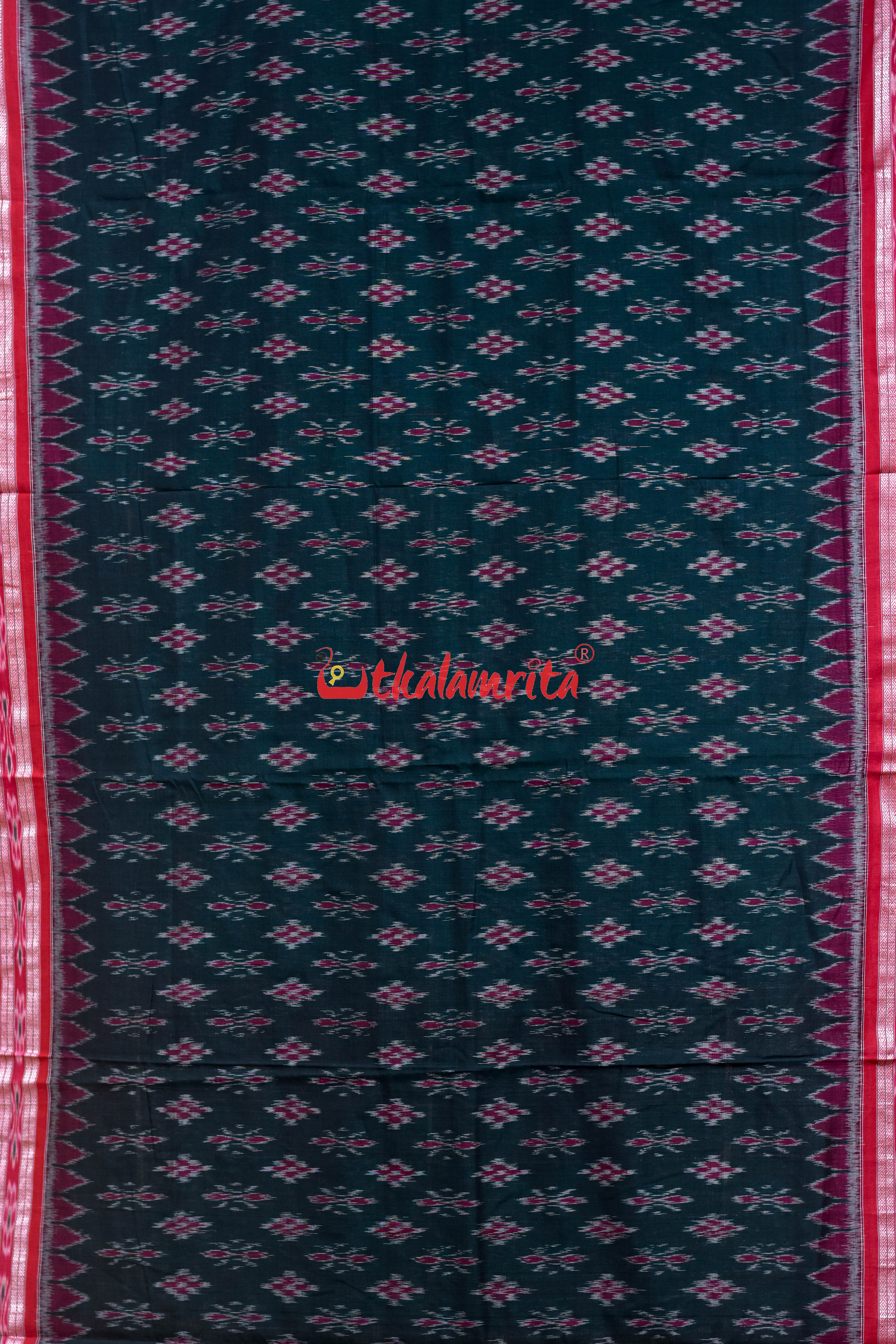 Bottle Green Damru Pasapali Khandua Cotton Saree