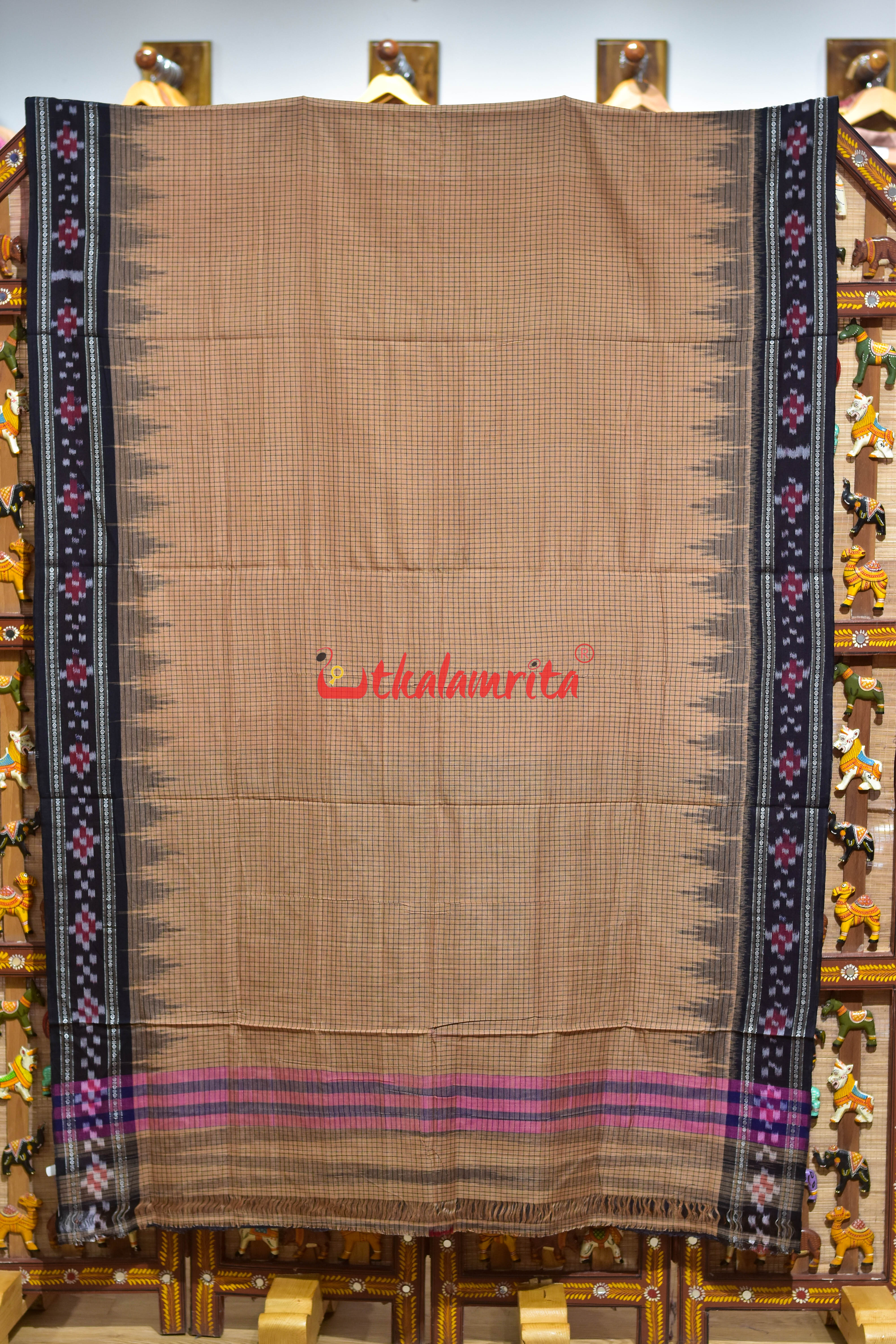 Sachipar Border Pasapali Cream Khandua Cotton Saree