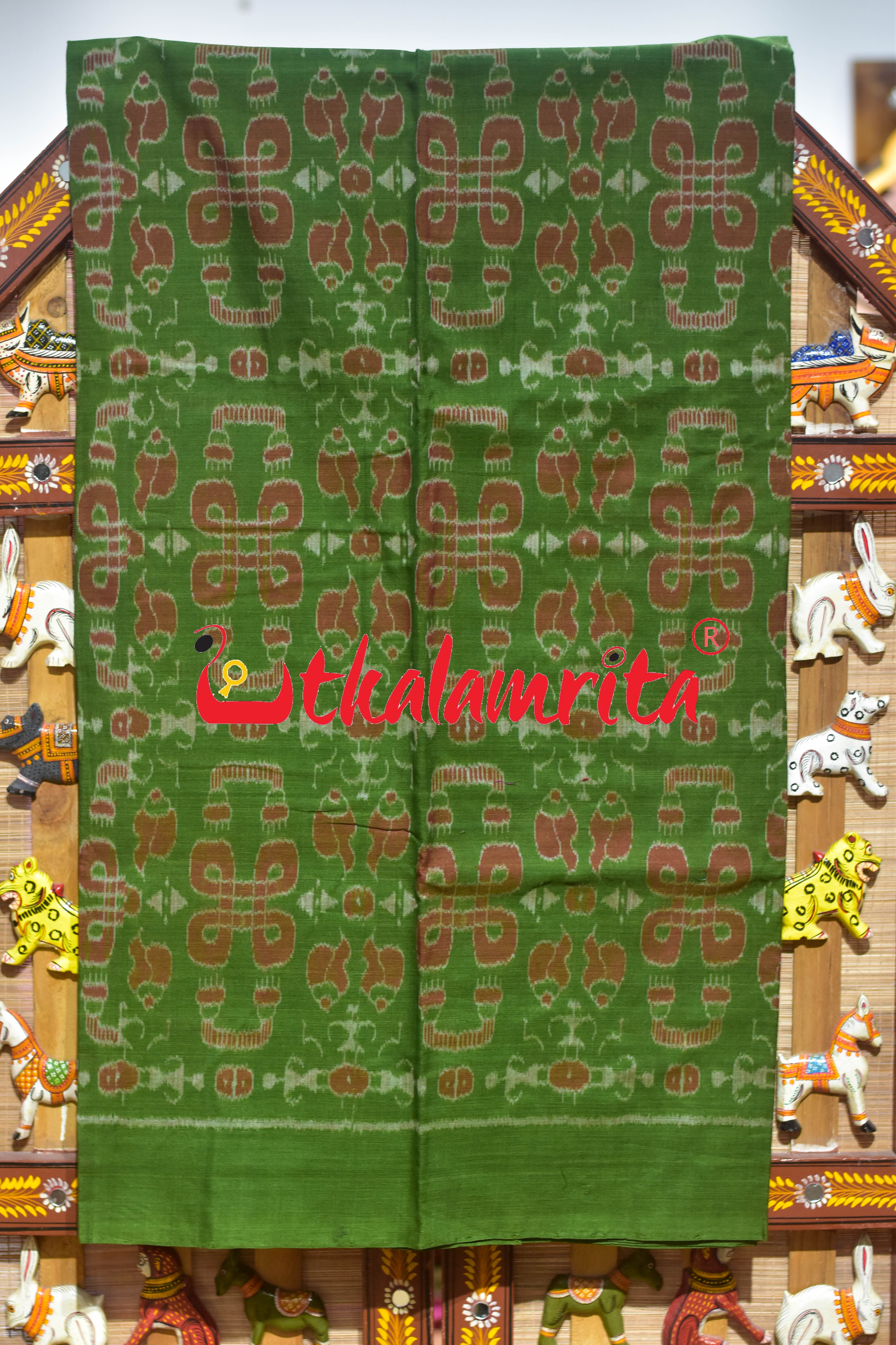 Mehendi Green Sree Jantra Sambalpuri Cotton Dress Set
