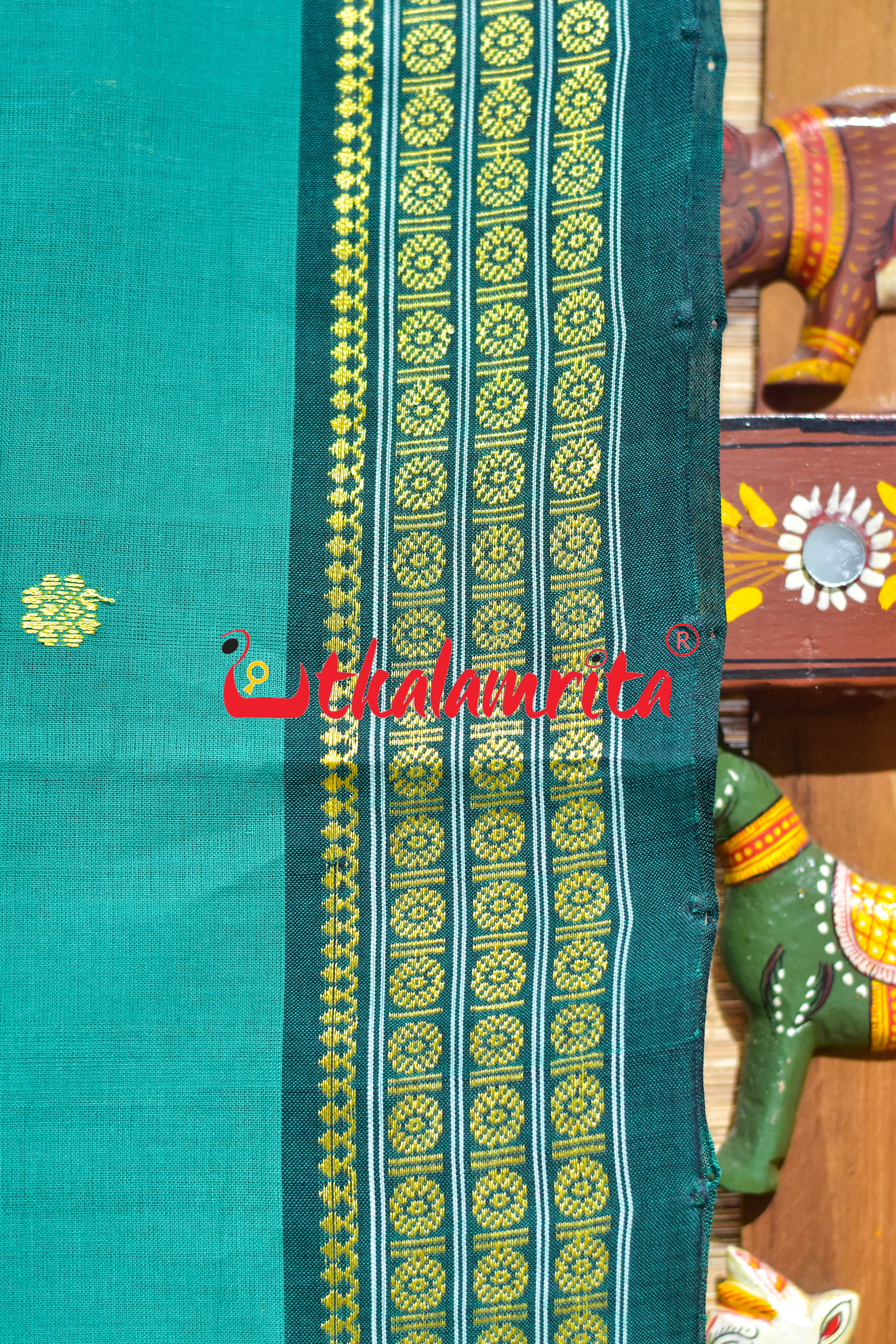 Green Double Border Doby Pittala Single Cotton Saree
