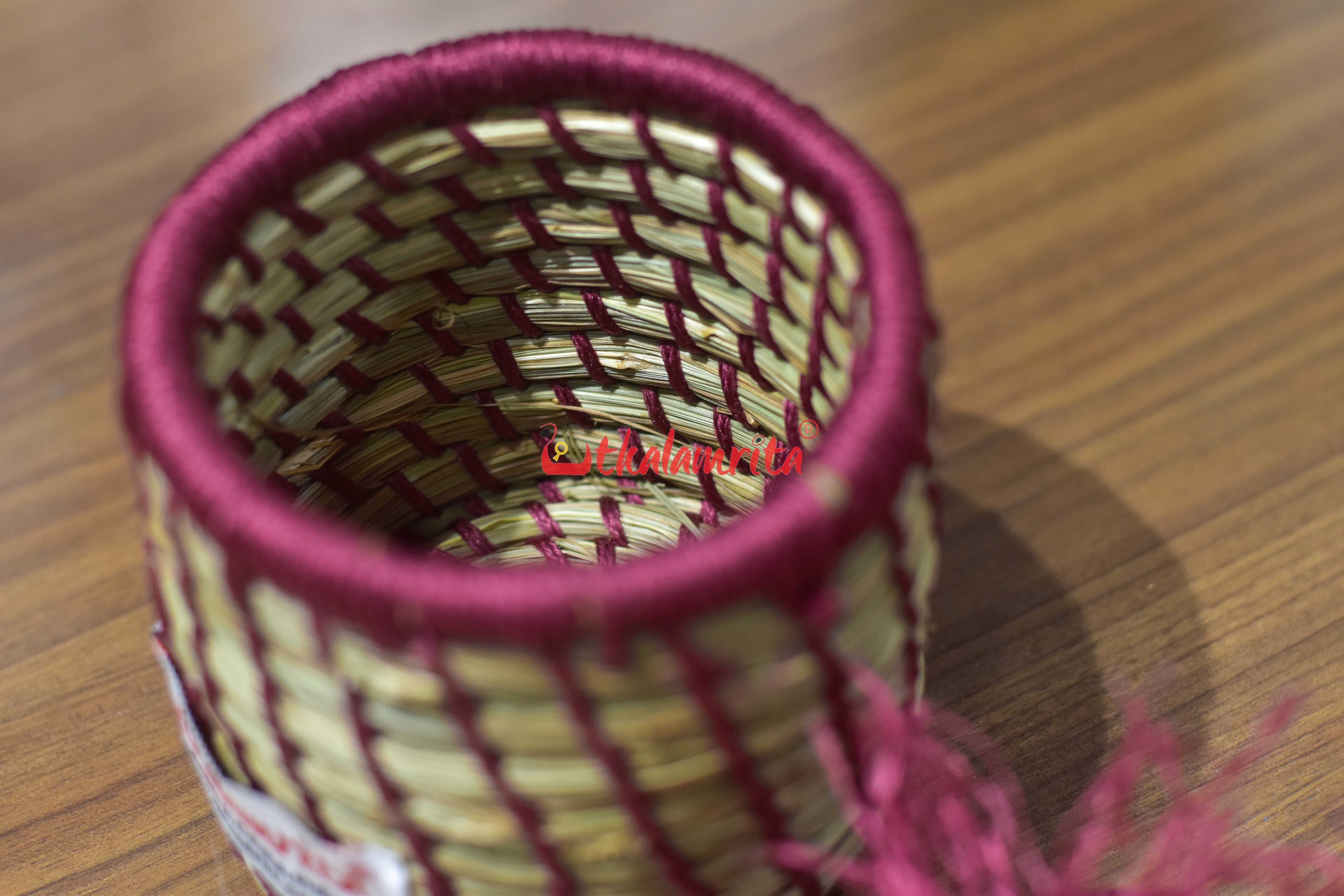 Sabai Grass Chuti Thread Jewellery Box Maroon