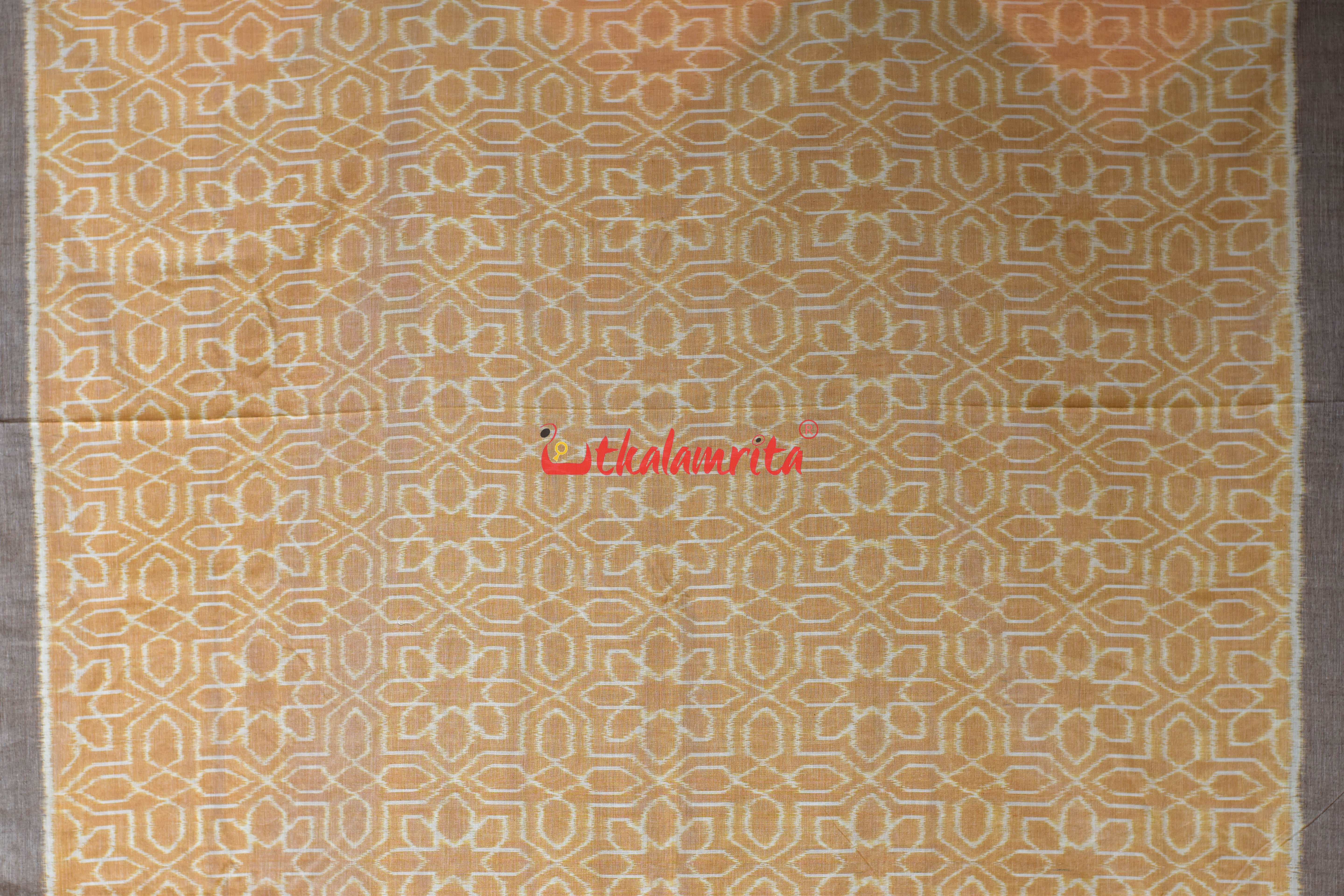 Cream Mandala Art Khandua Cotton Saree