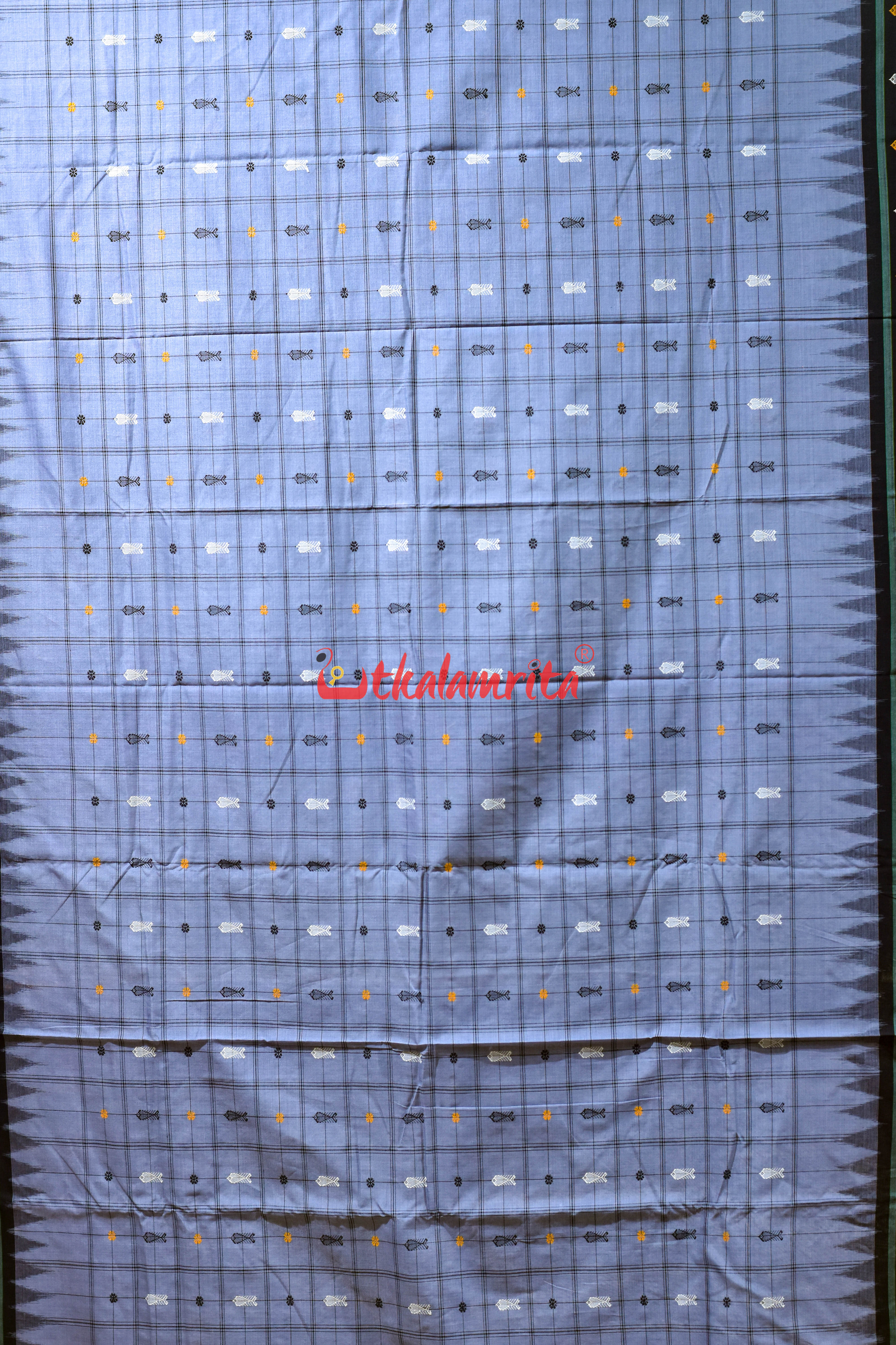 Nuapatna Hazar Buti Ash Grey Cotton Saree