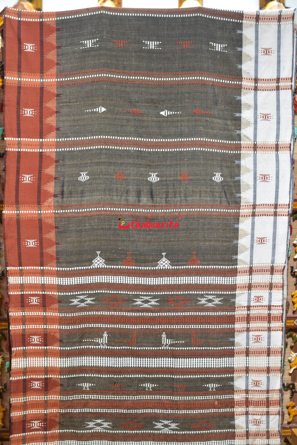 Antique Bronze Ganga Jamuna Kotpad Tussar Saree