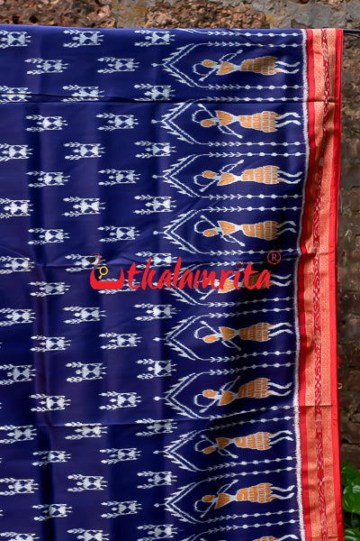 Purssian Blue Nartaki Khandua Silk Saree